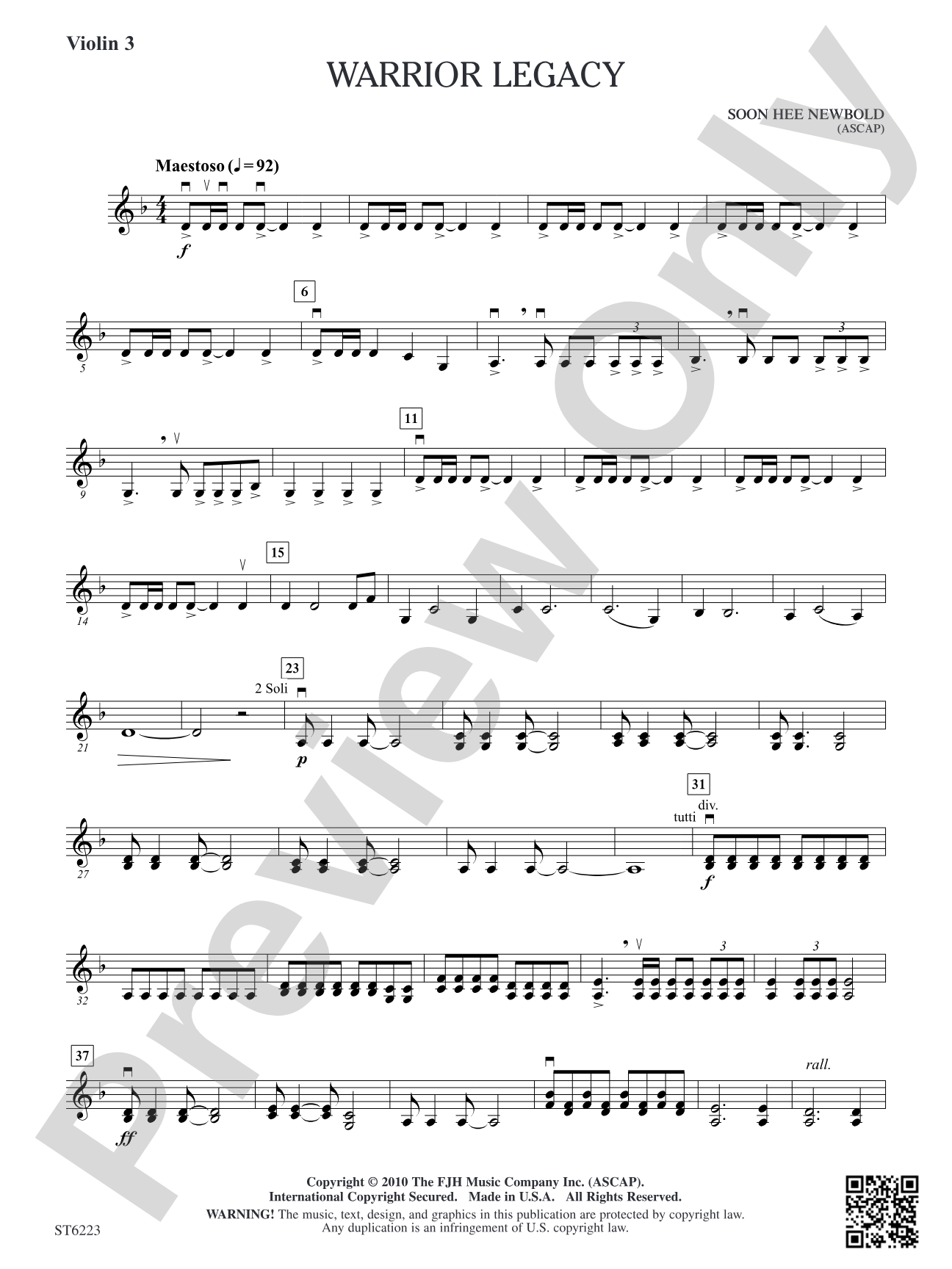 Warrior Legacy: Violin 3 (Viola T.C.)