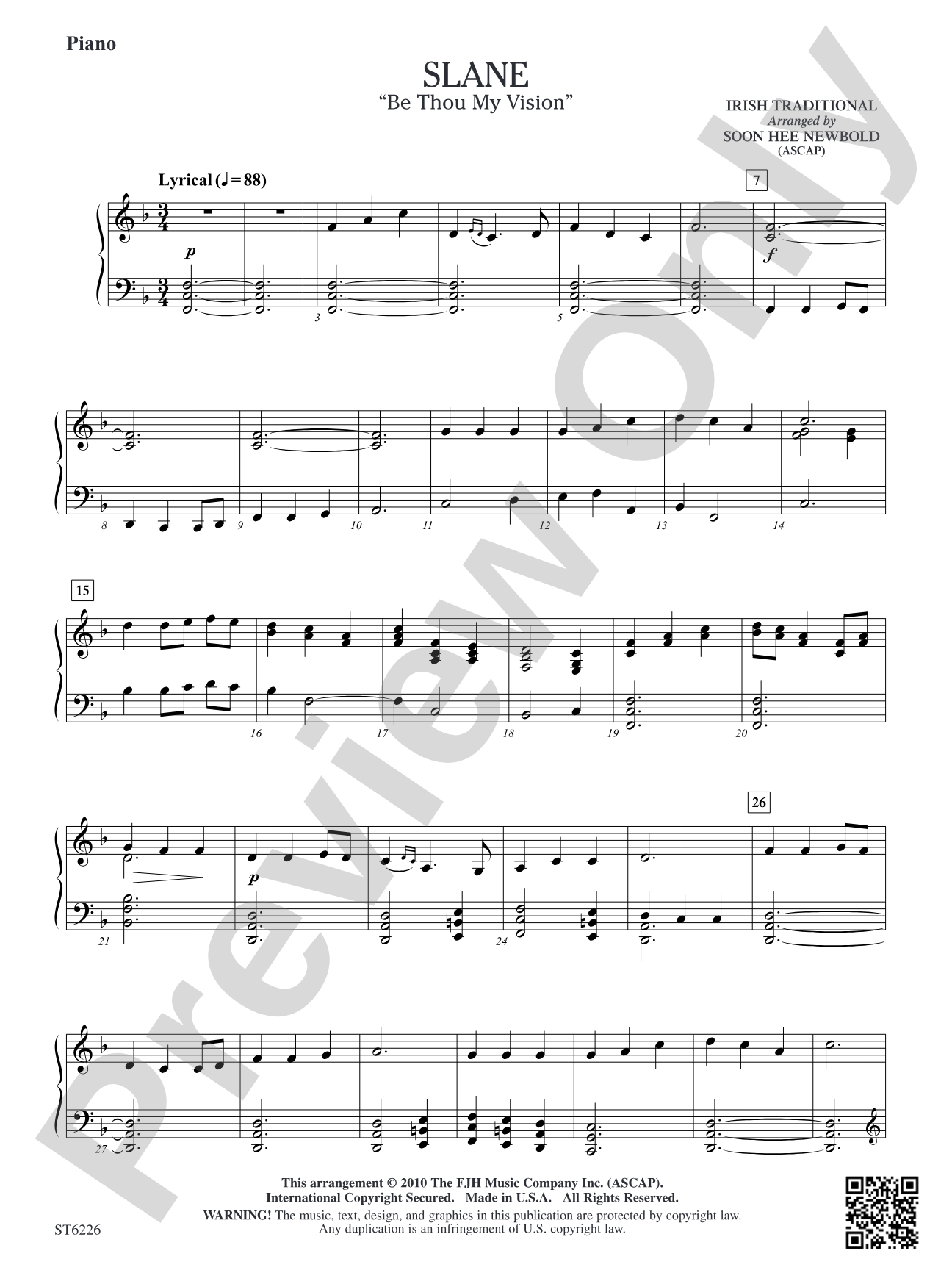 Slane (Be Thou My Vision): Piano