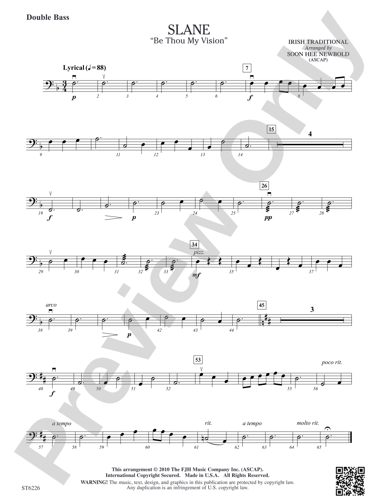 Slane (Be Thou My Vision): Double Bass