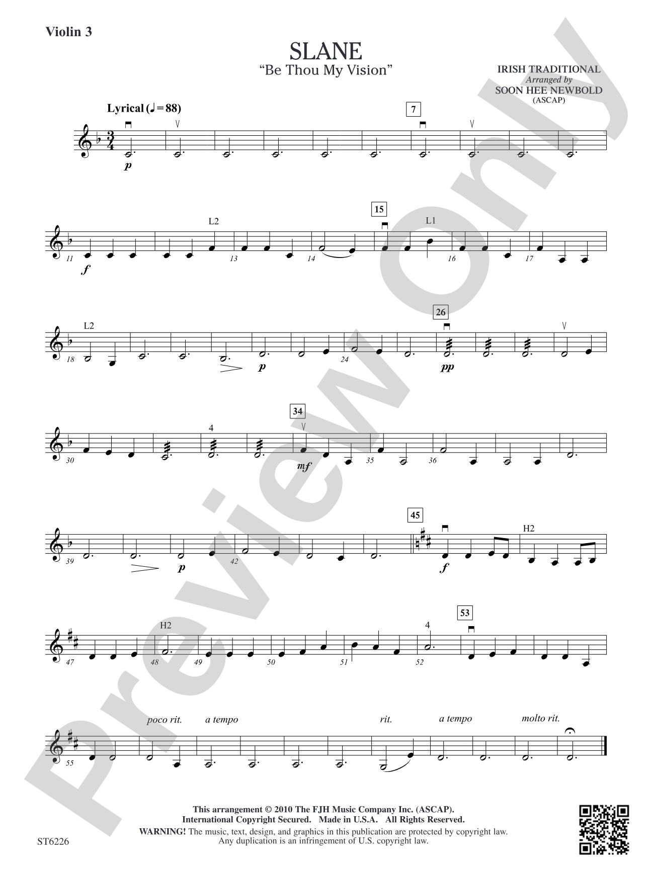 Slane (Be Thou My Vision): Violin 3 (Viola T.C.)