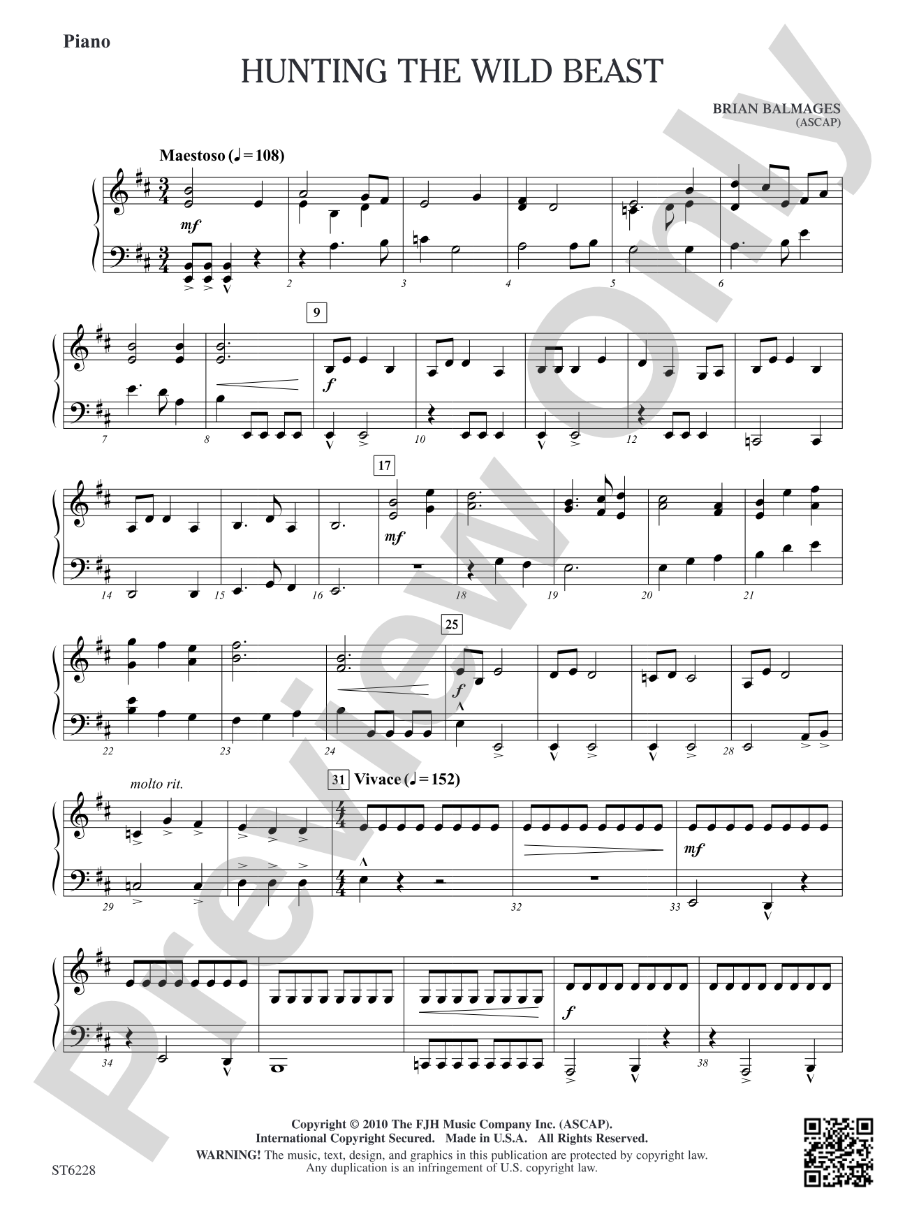 Hunting the Wild Beast: Piano