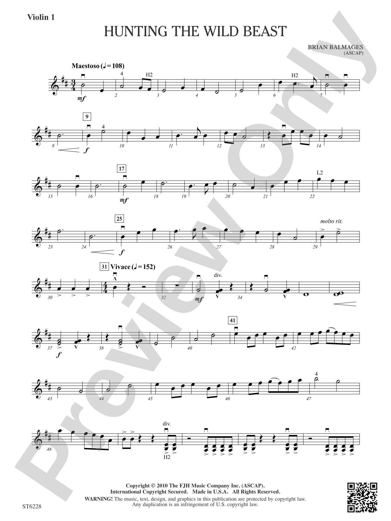 Hunting the Wild Beast: Violin 1
