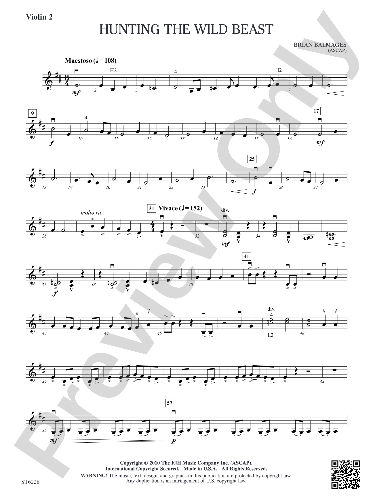 Hunting the Wild Beast: Violin 2