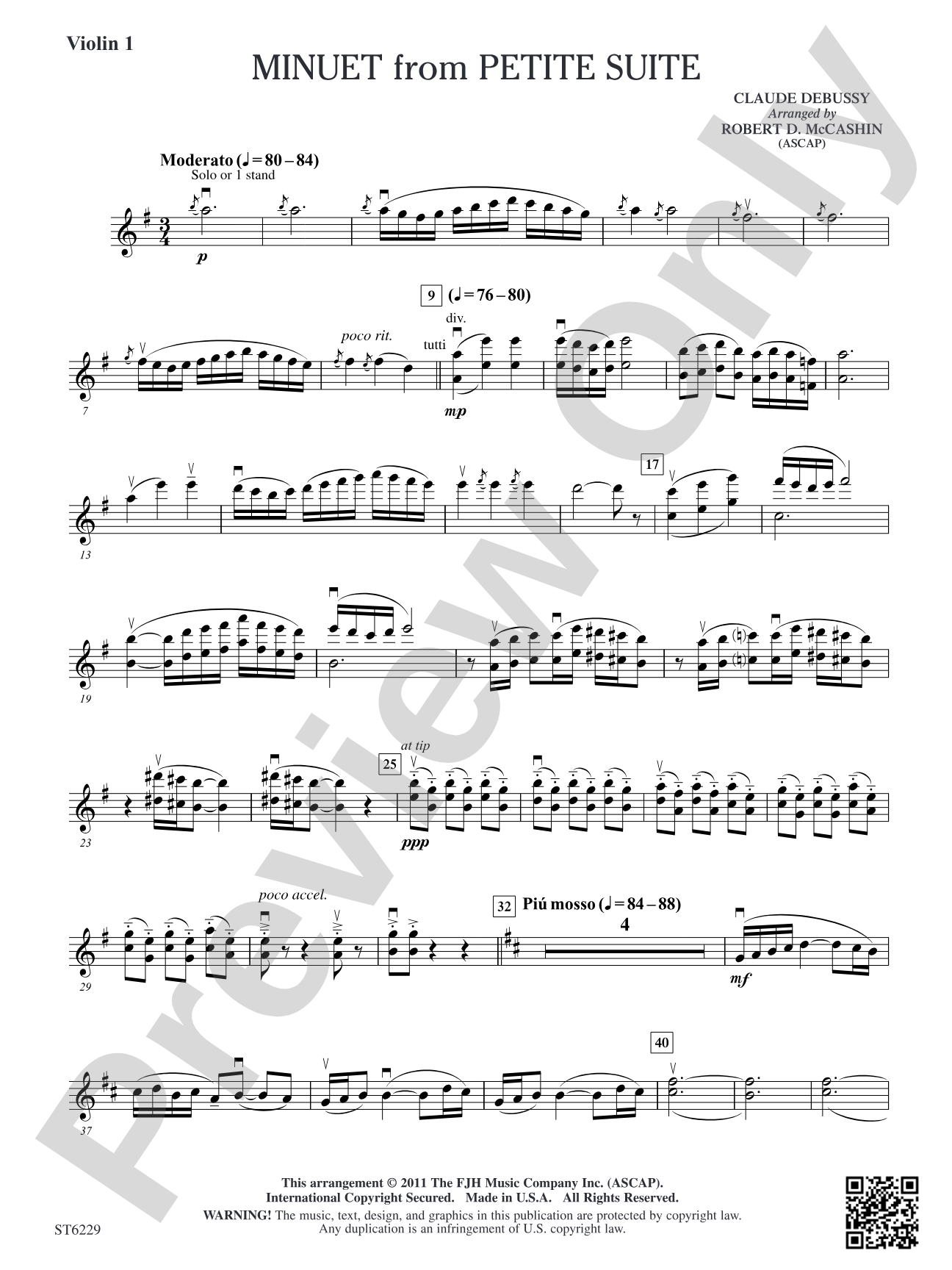 Minuet from Petite Suite: Violin 1