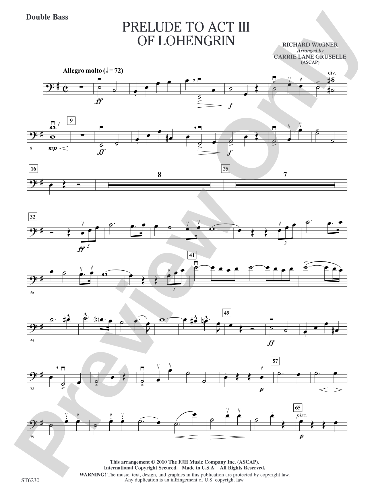 Prelude to Act III of Lohengrin: Double Bass
