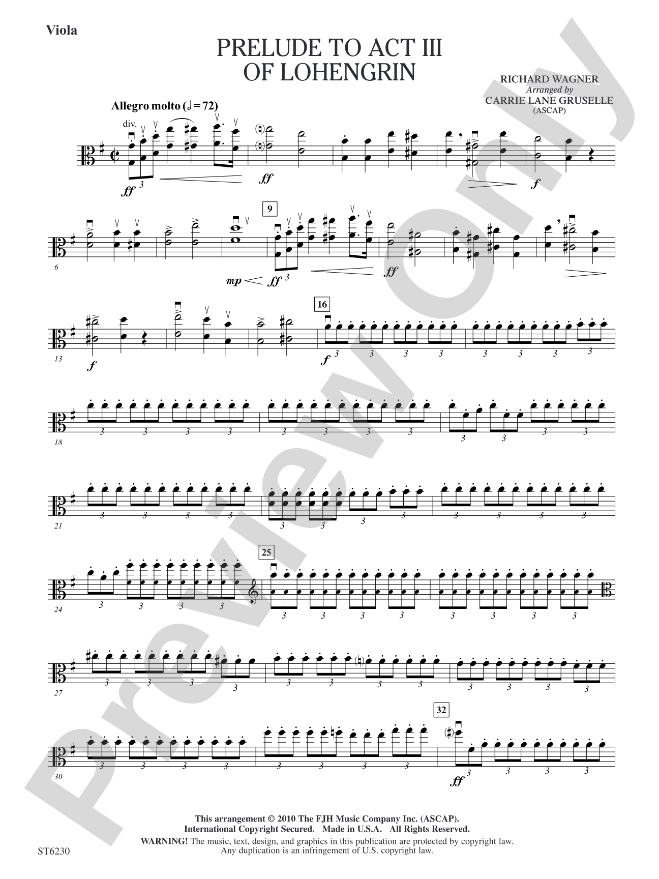 Prelude to Act III of Lohengrin: Viola