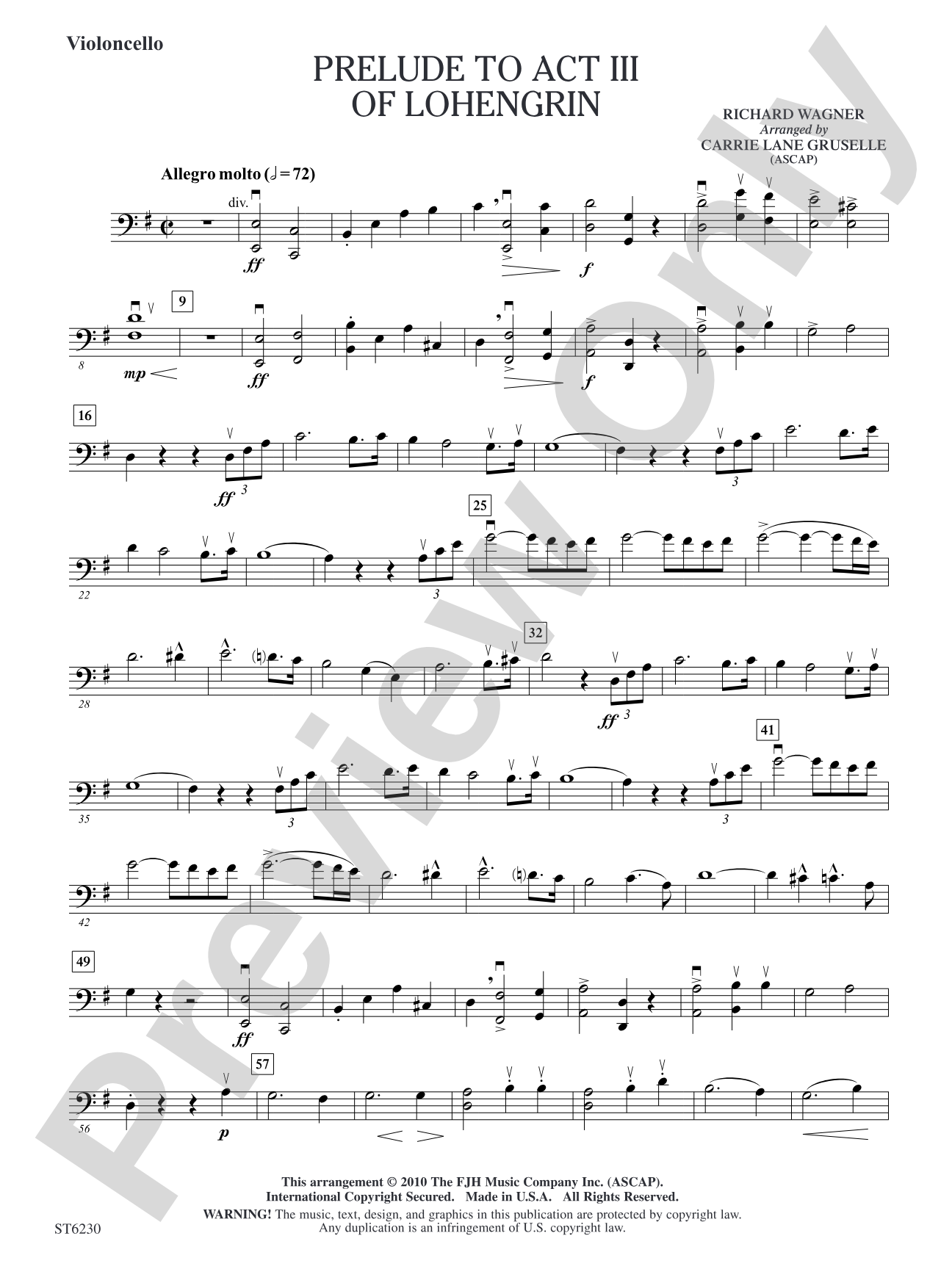 Prelude to Act III of Lohengrin: Violoncello