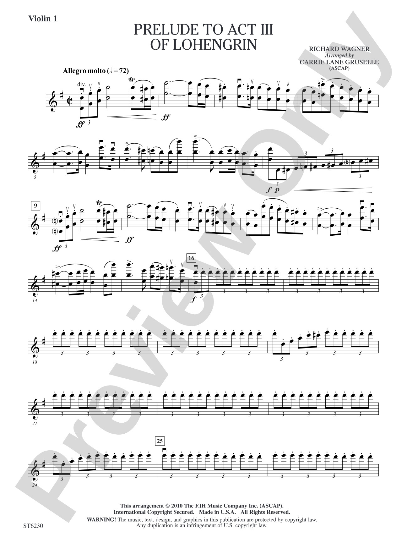 Prelude to Act III of Lohengrin: Violin 1