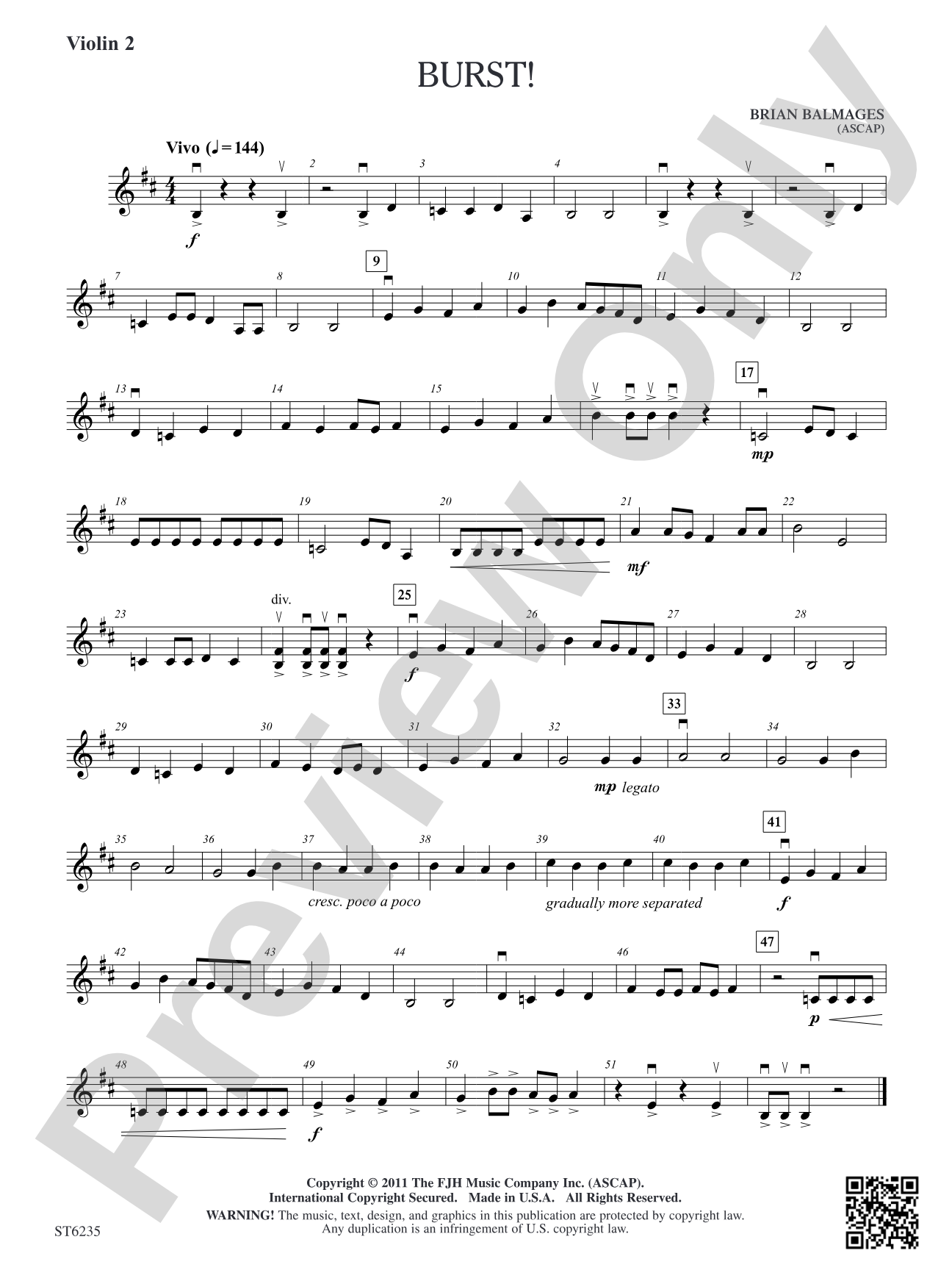 Burst!: Violin 2 (Viola T.C.) | Digital Sheet Music Download