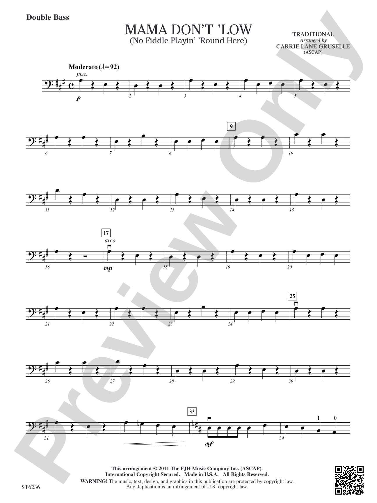 Mama Don't 'Low: Double Bass