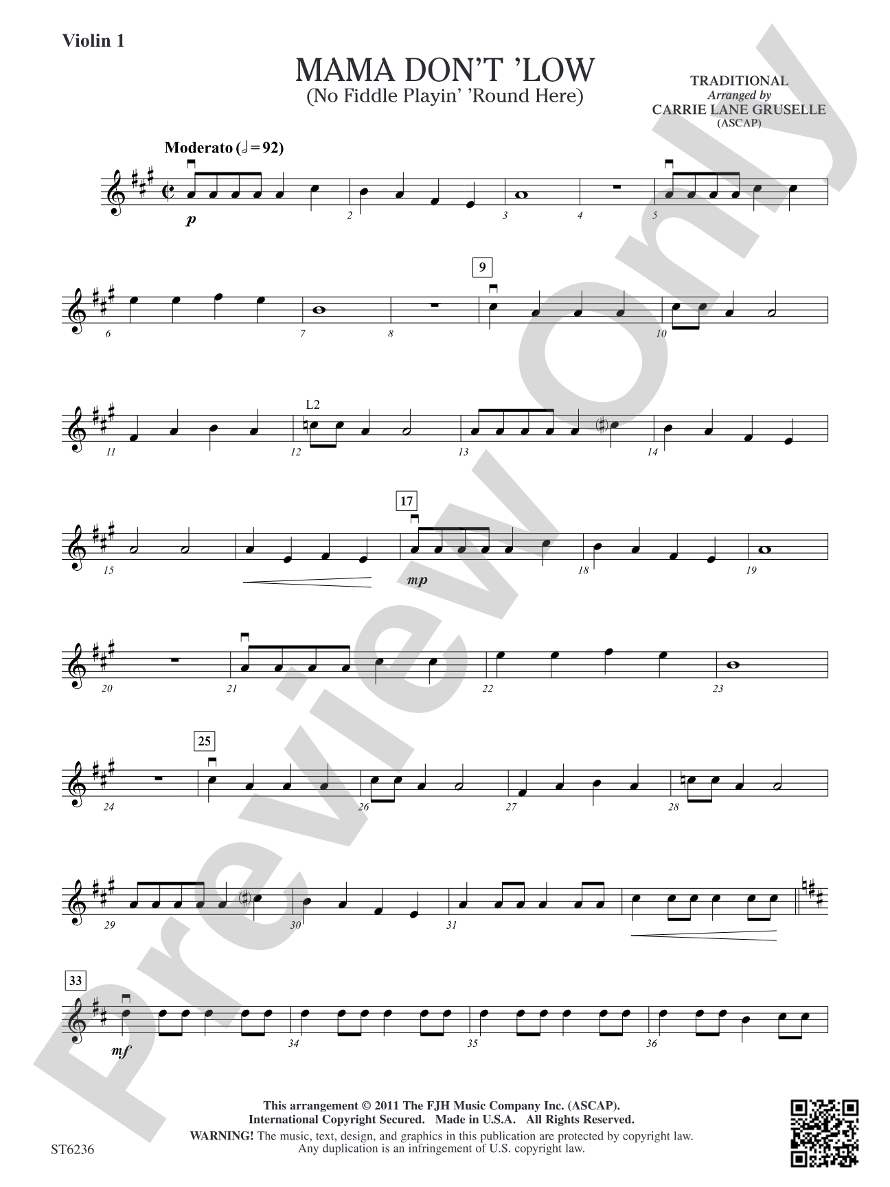 Mama Don't 'Low: Violin 1