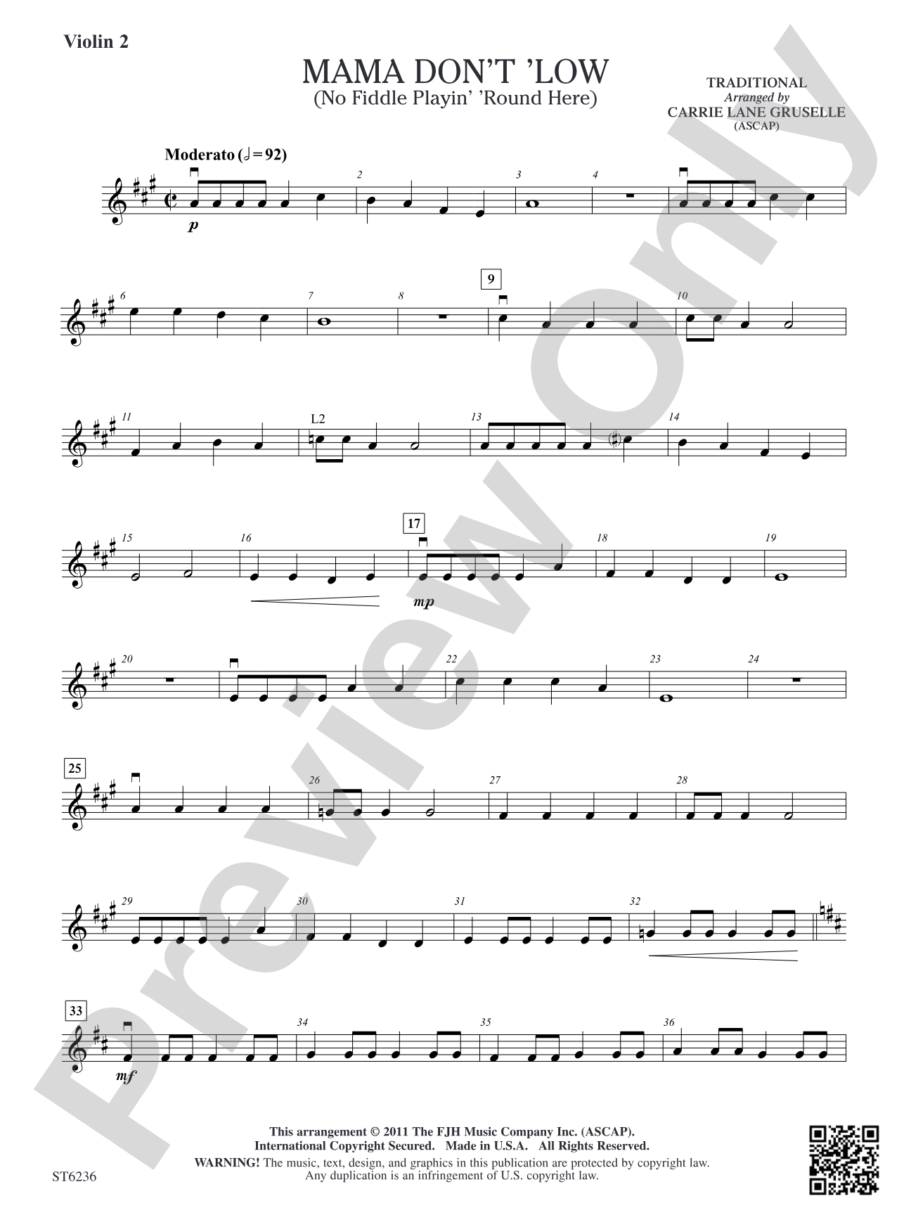 Mama Don't 'Low: Violin 2 (Viola T.C.)
