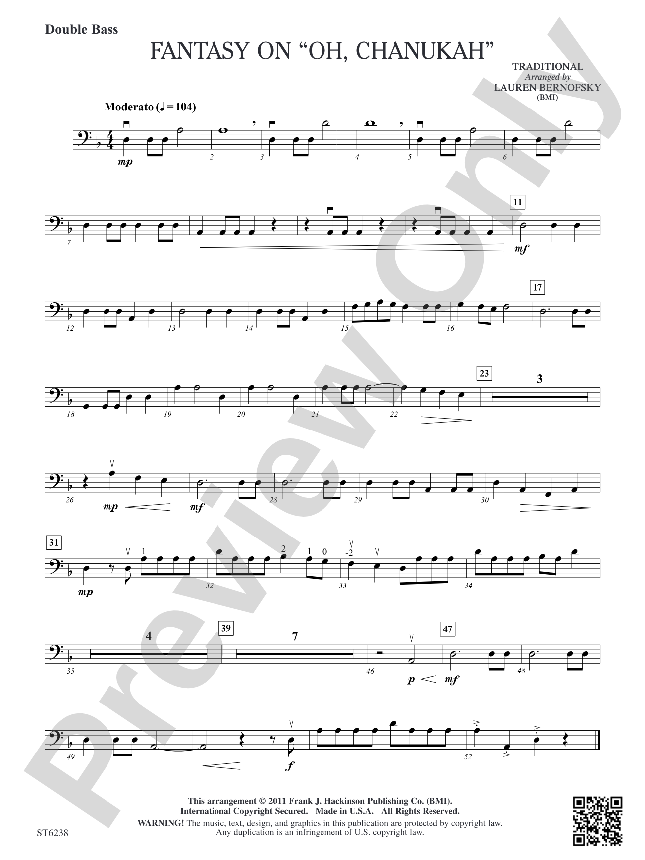 Fantasy on "Oh Chanukah": Double Bass