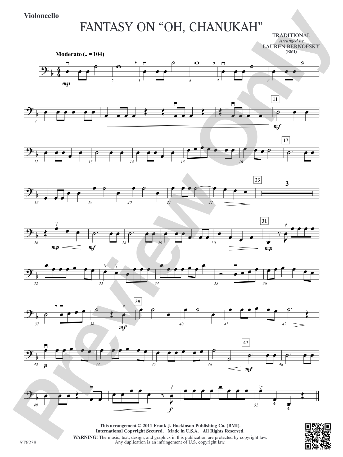 Fantasy on "Oh Chanukah": Violoncello