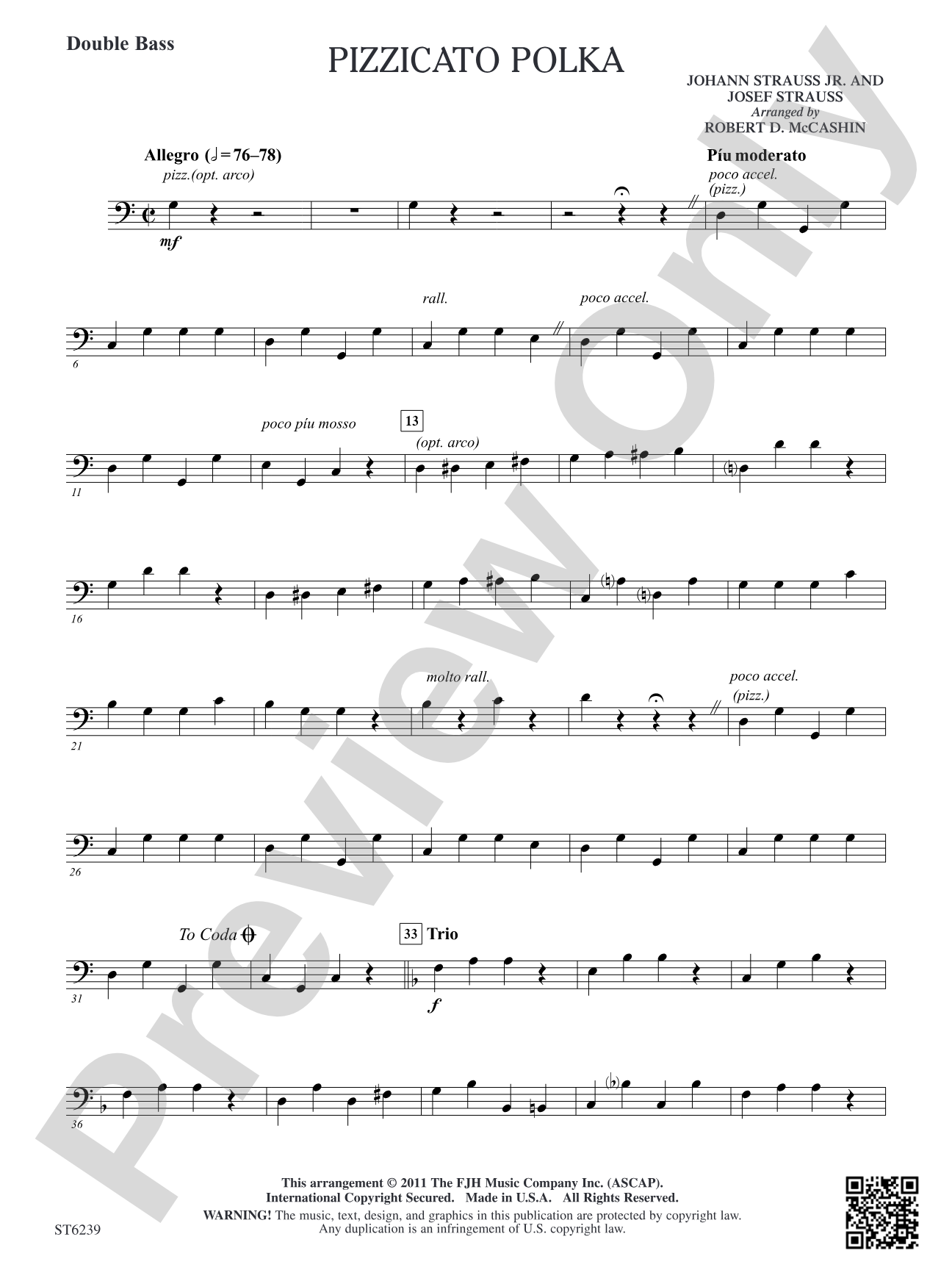Pizzicato Polka: Double Bass