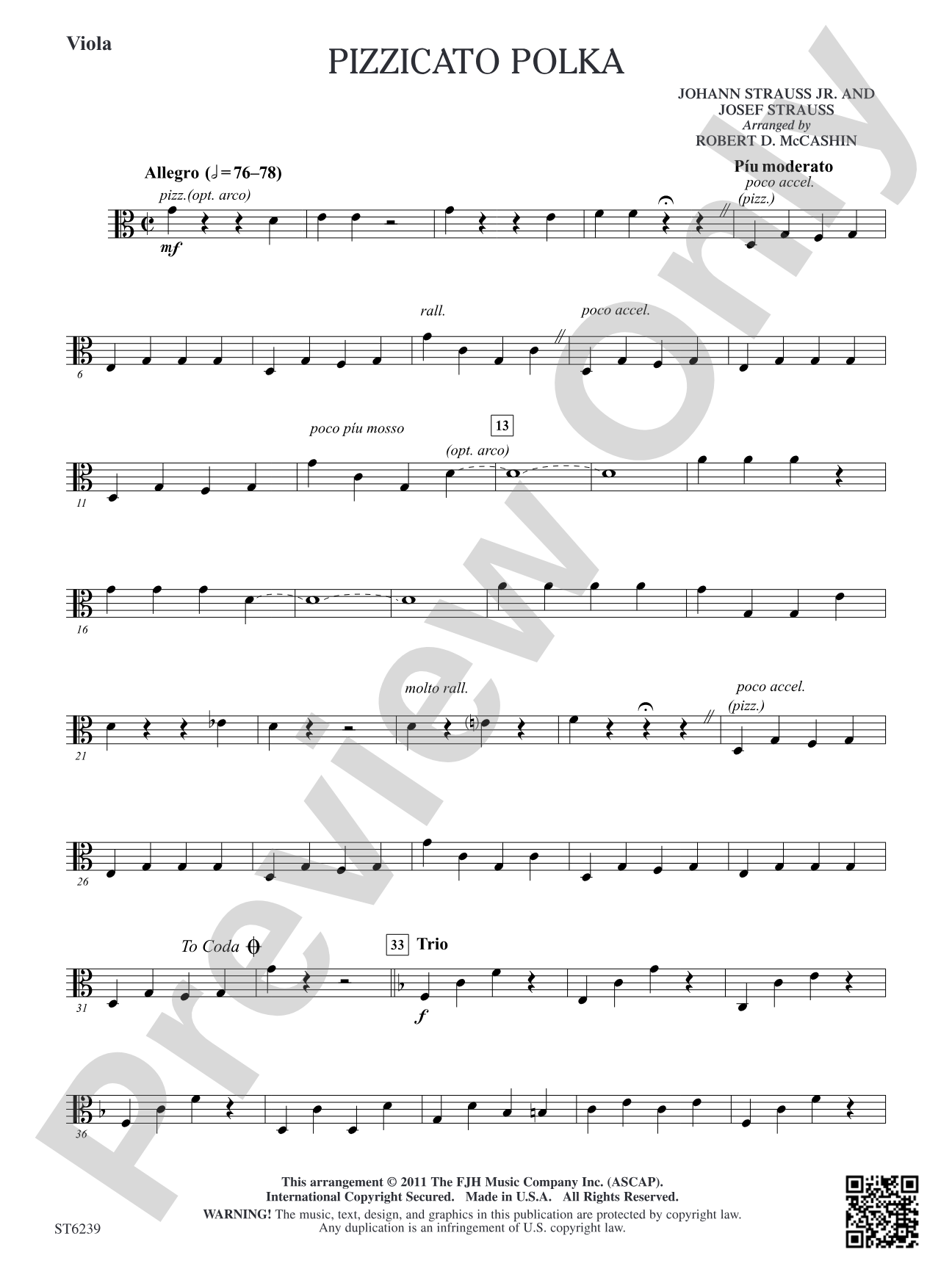Pizzicato Polka: Viola