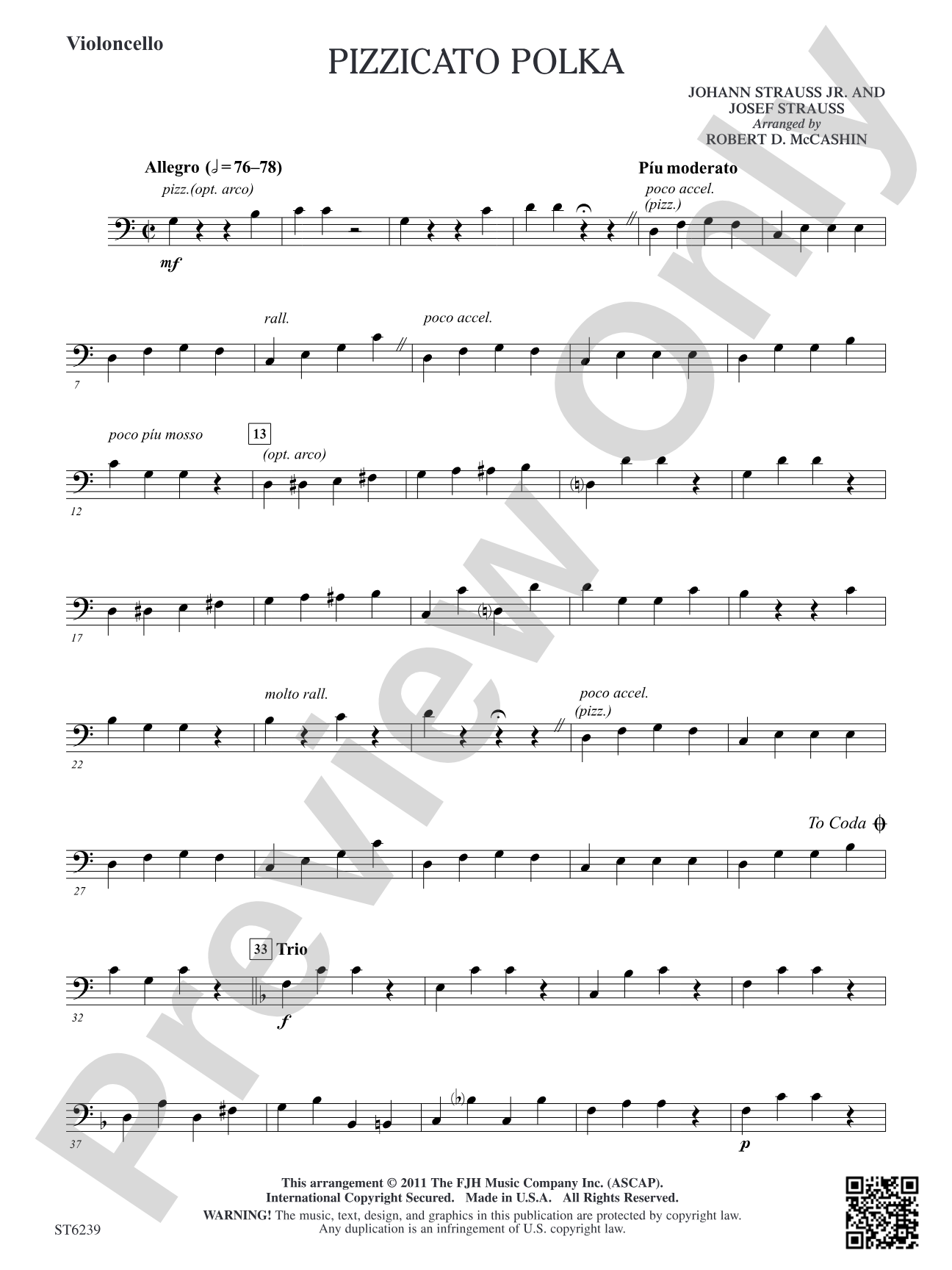 Pizzicato Polka: Violoncello