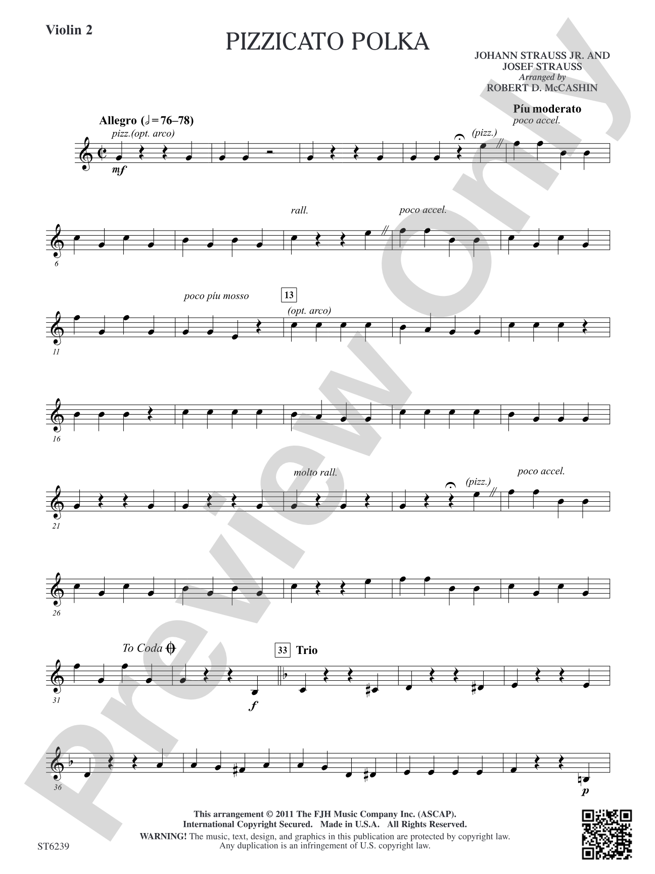 Pizzicato Polka: Violin 2