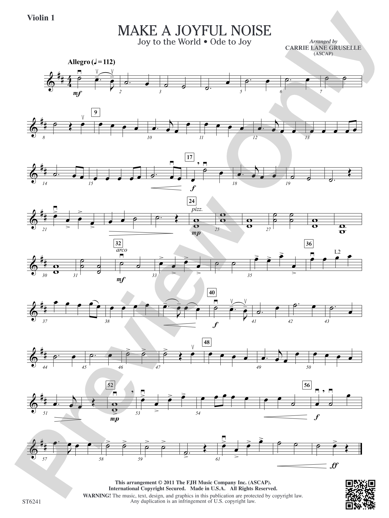 Make a Joyful Noise: Violin 1