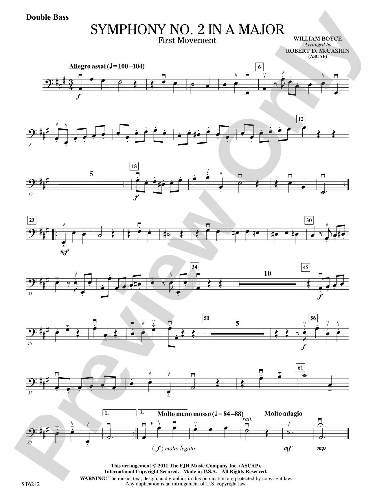 Symphony No 2 in A Major: Double Bass