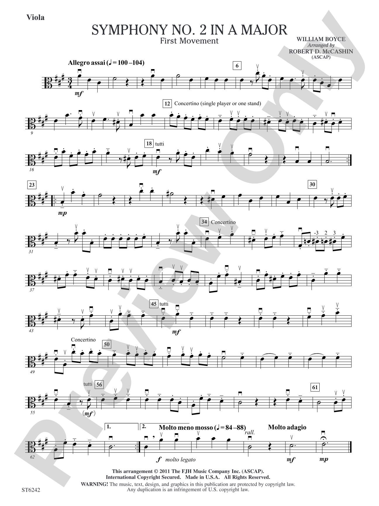 Symphony No 2 in A Major: Viola