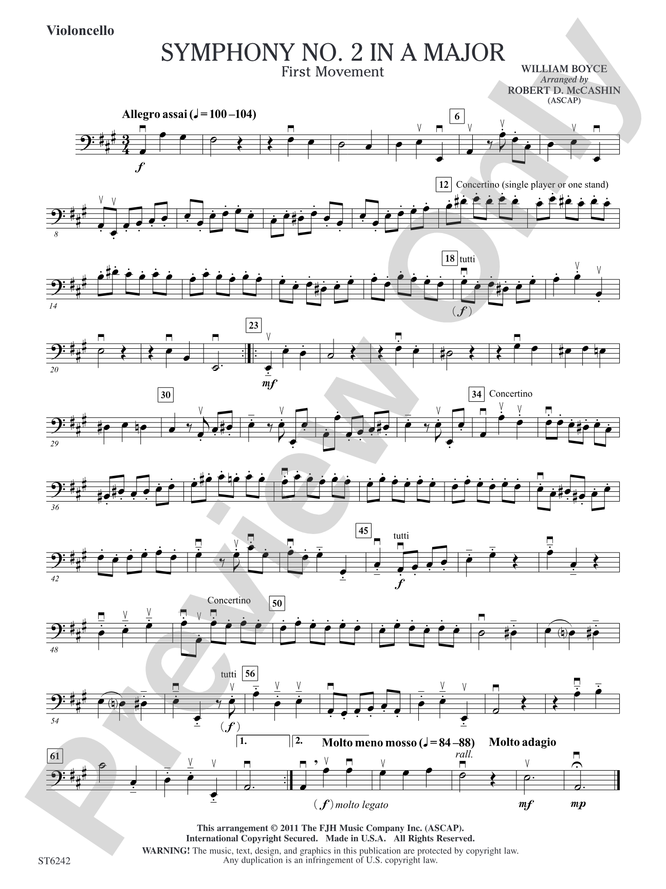 Symphony No 2 in A Major: Violoncello