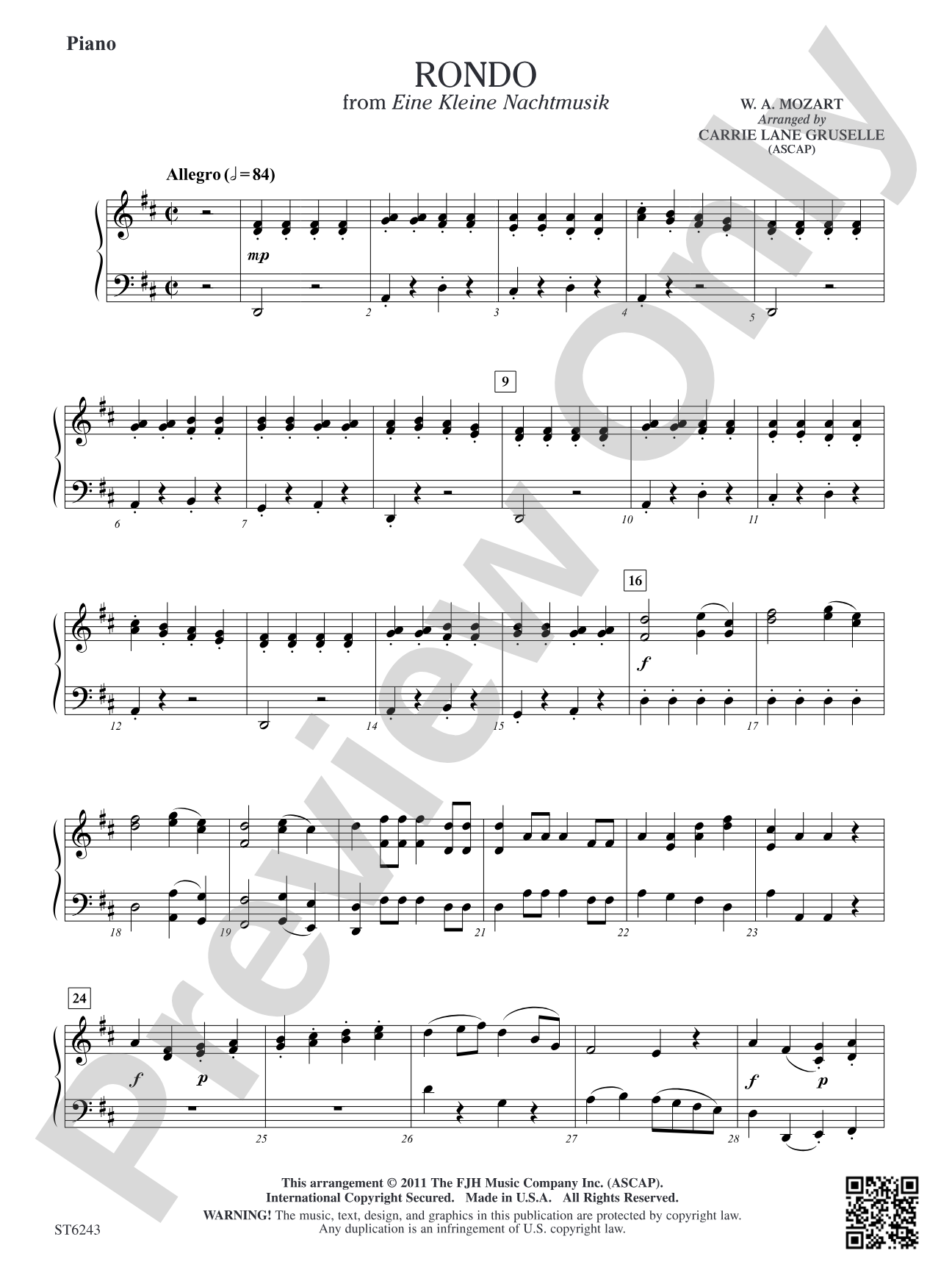 Rondo from Eine Kleine Nachtmusik: Piano
