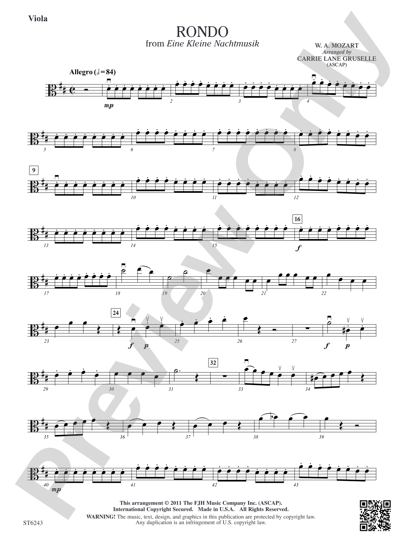 Rondo from Eine Kleine Nachtmusik: Viola
