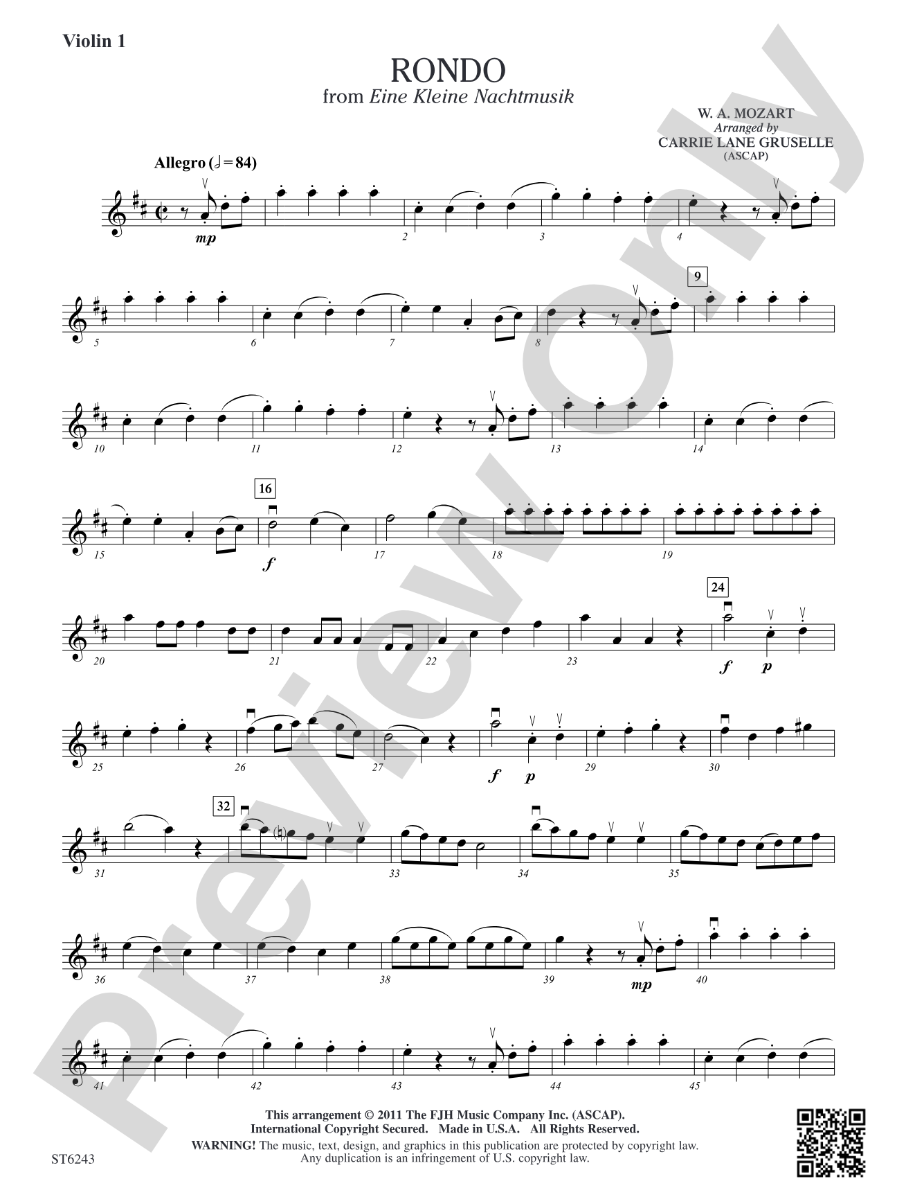 Rondo from Eine Kleine Nachtmusik: Violin 1