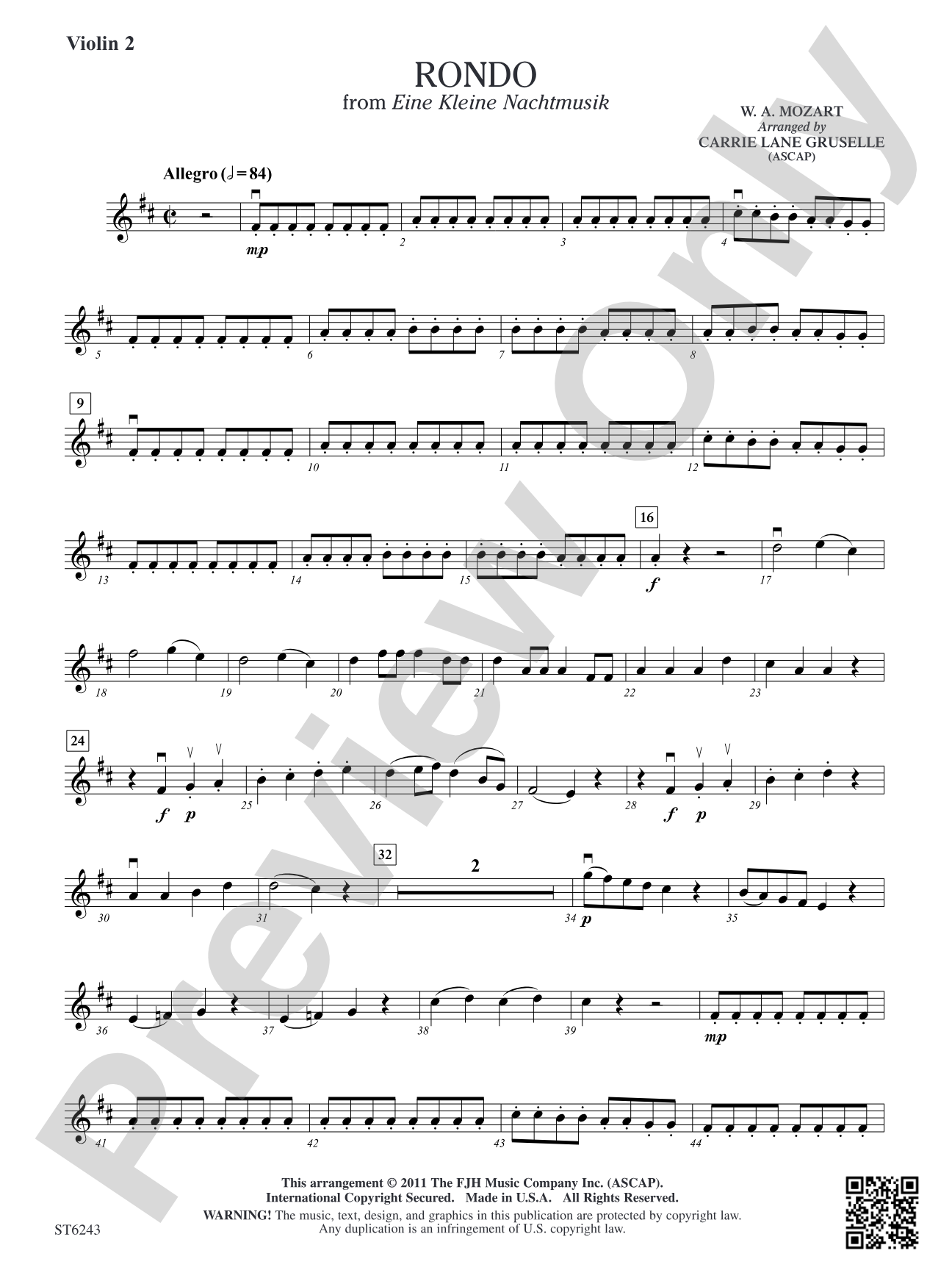 Rondo from Eine Kleine Nachtmusik: Violin 2