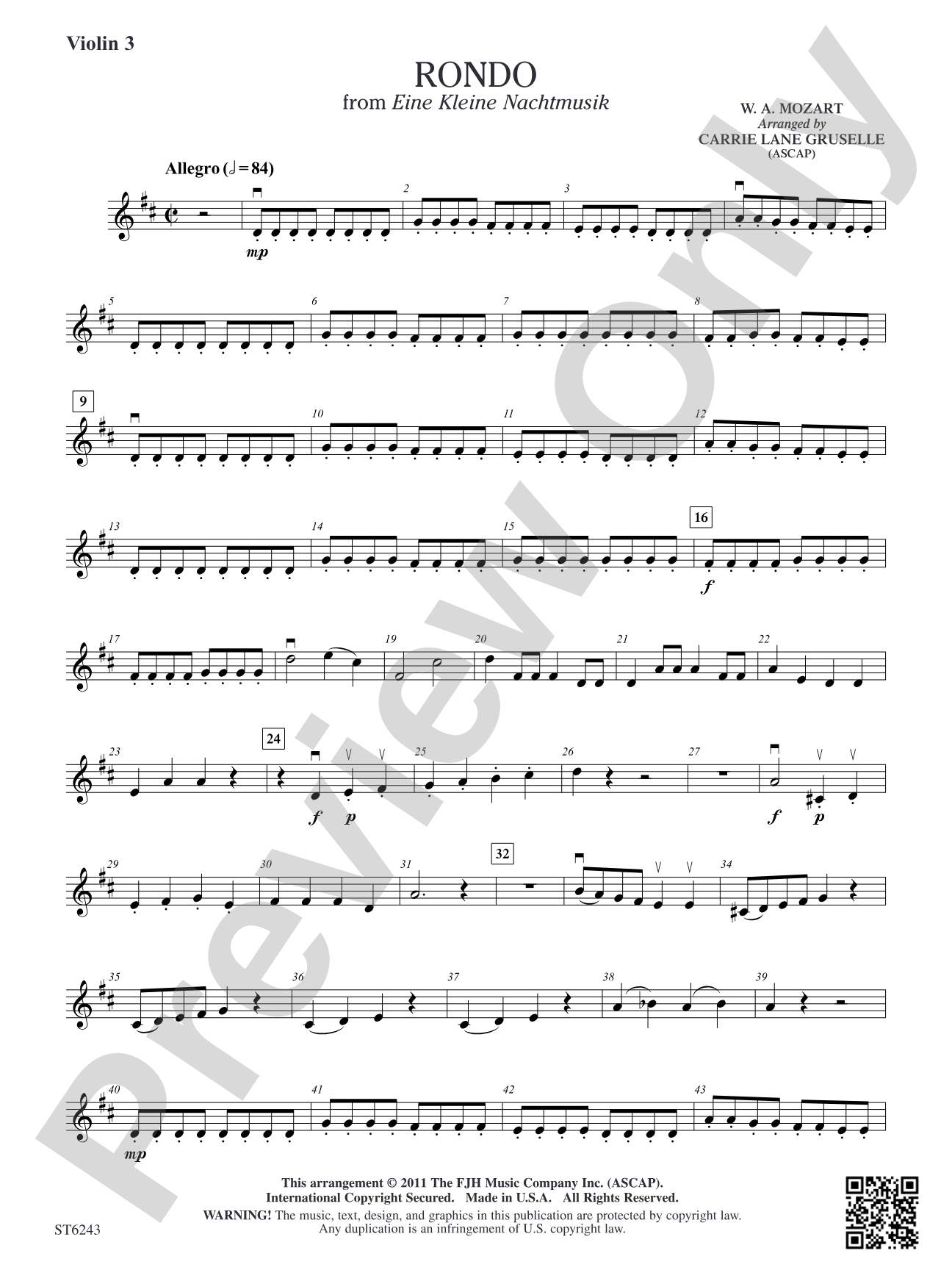 Rondo from Eine Kleine Nachtmusik: Violin 3 (Viola T.C.)
