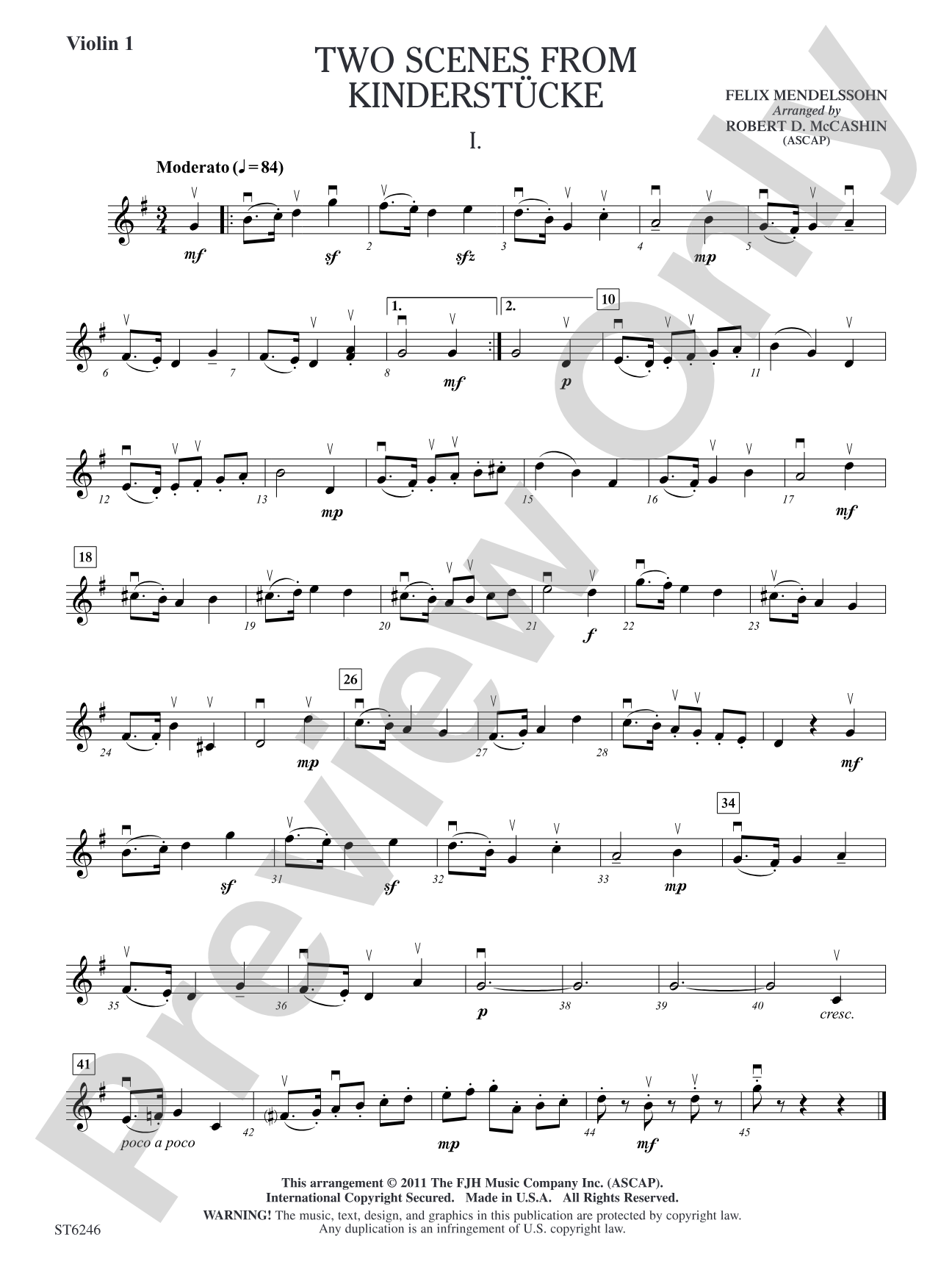 Two Scenes from Kinderstucke: Violin 1