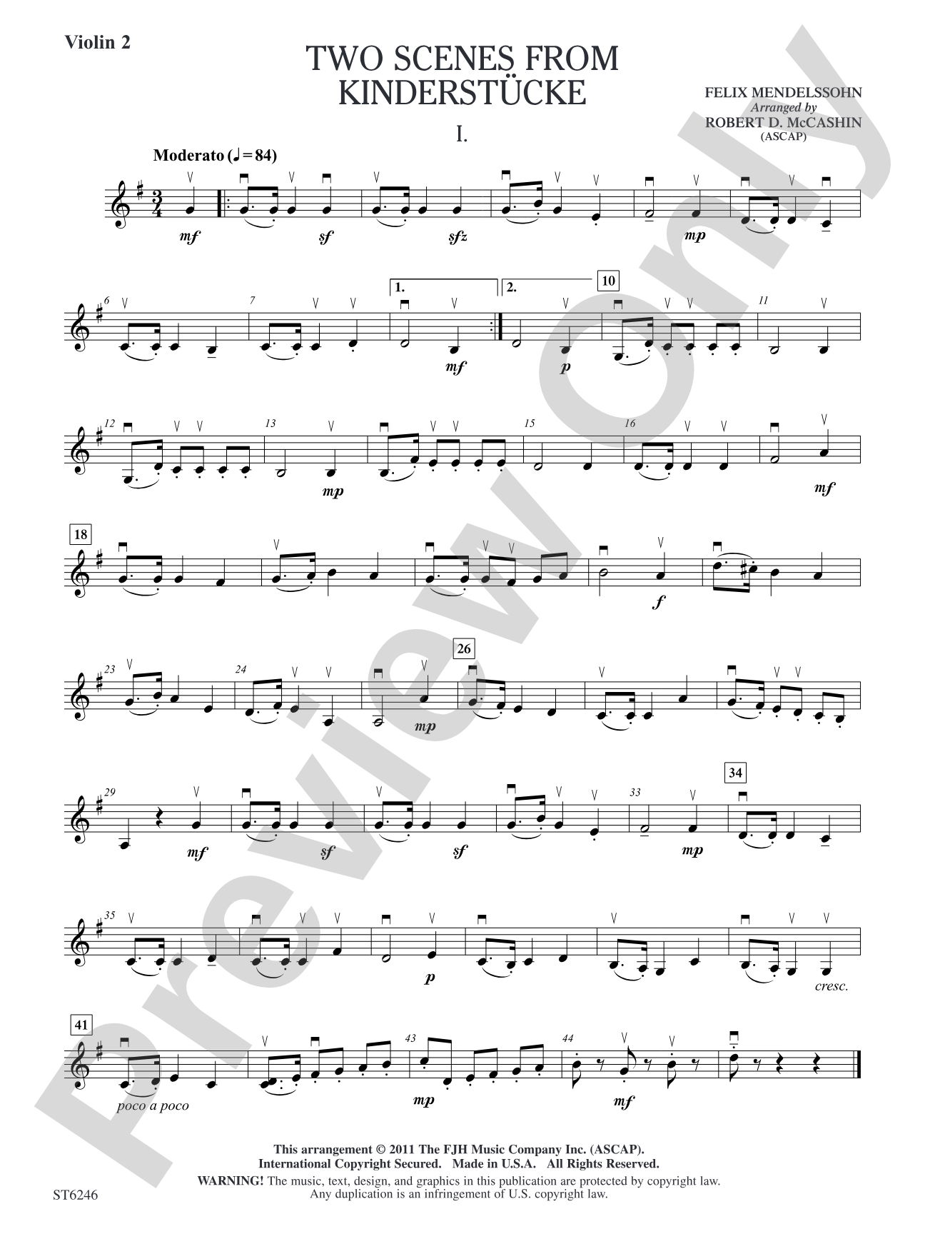 Two Scenes from Kinderstucke: Violin 2