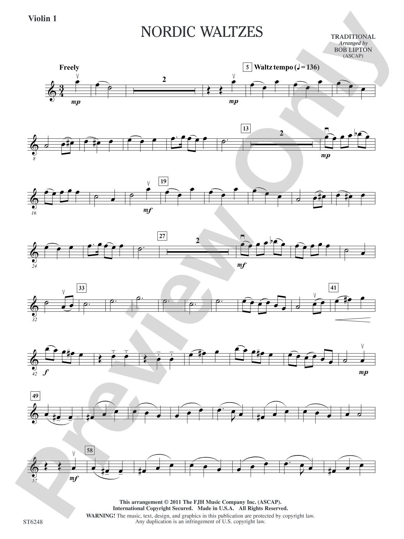 Nordic Waltzes: Violin 1