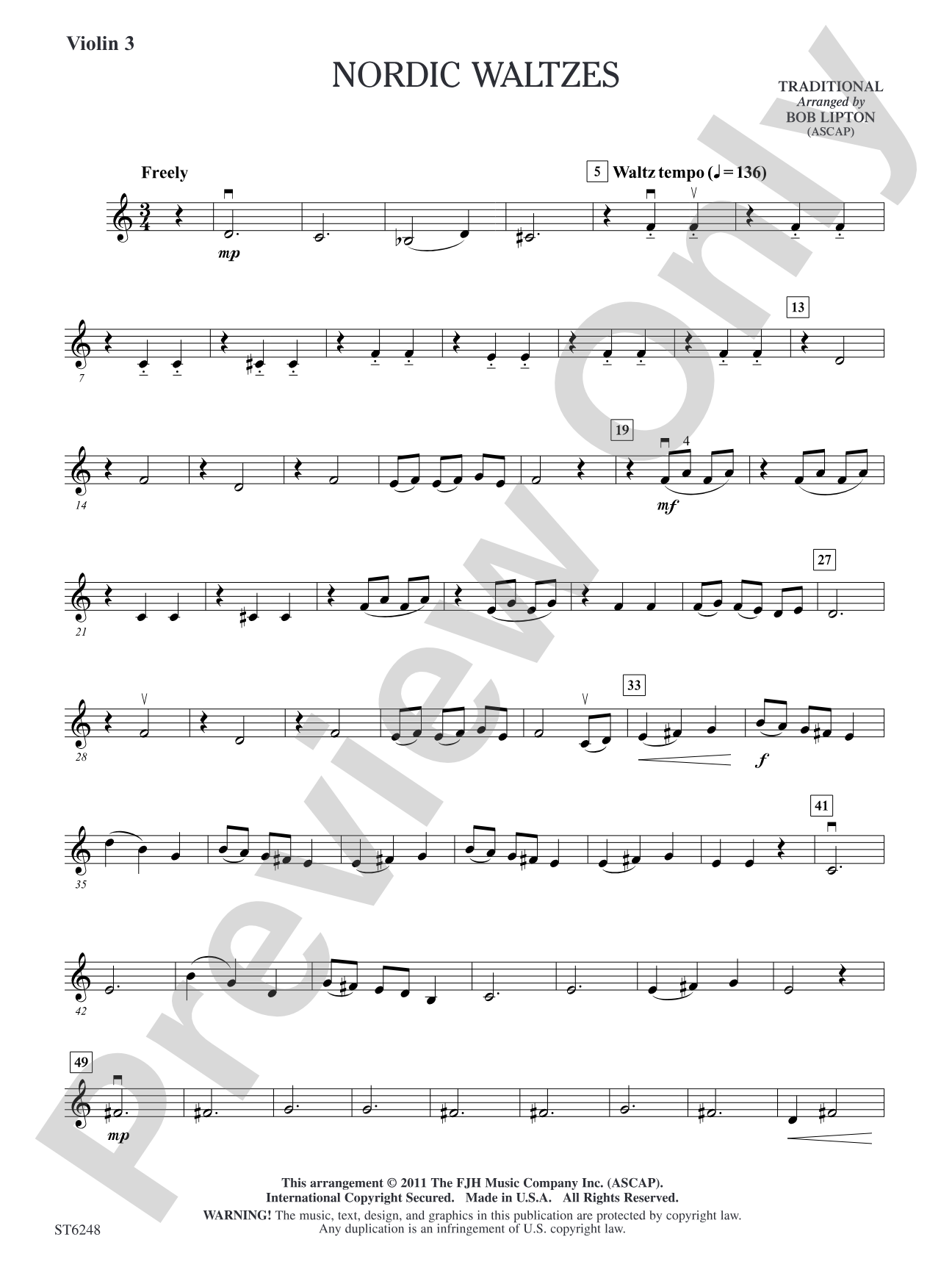 Nordic Waltzes: Violin 3 (Viola T.C.)