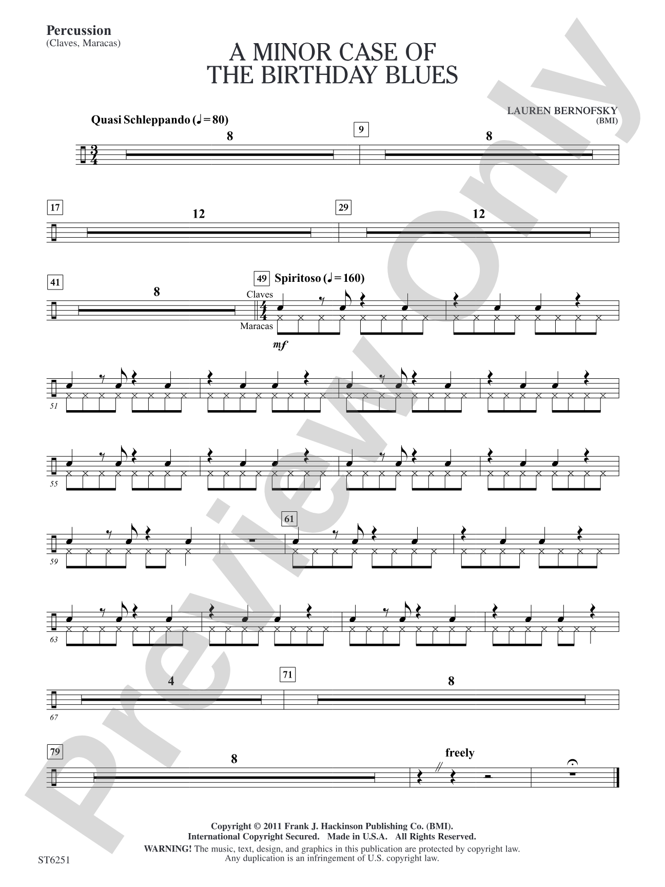 A Minor Case of the Birthday Blues: Percussion