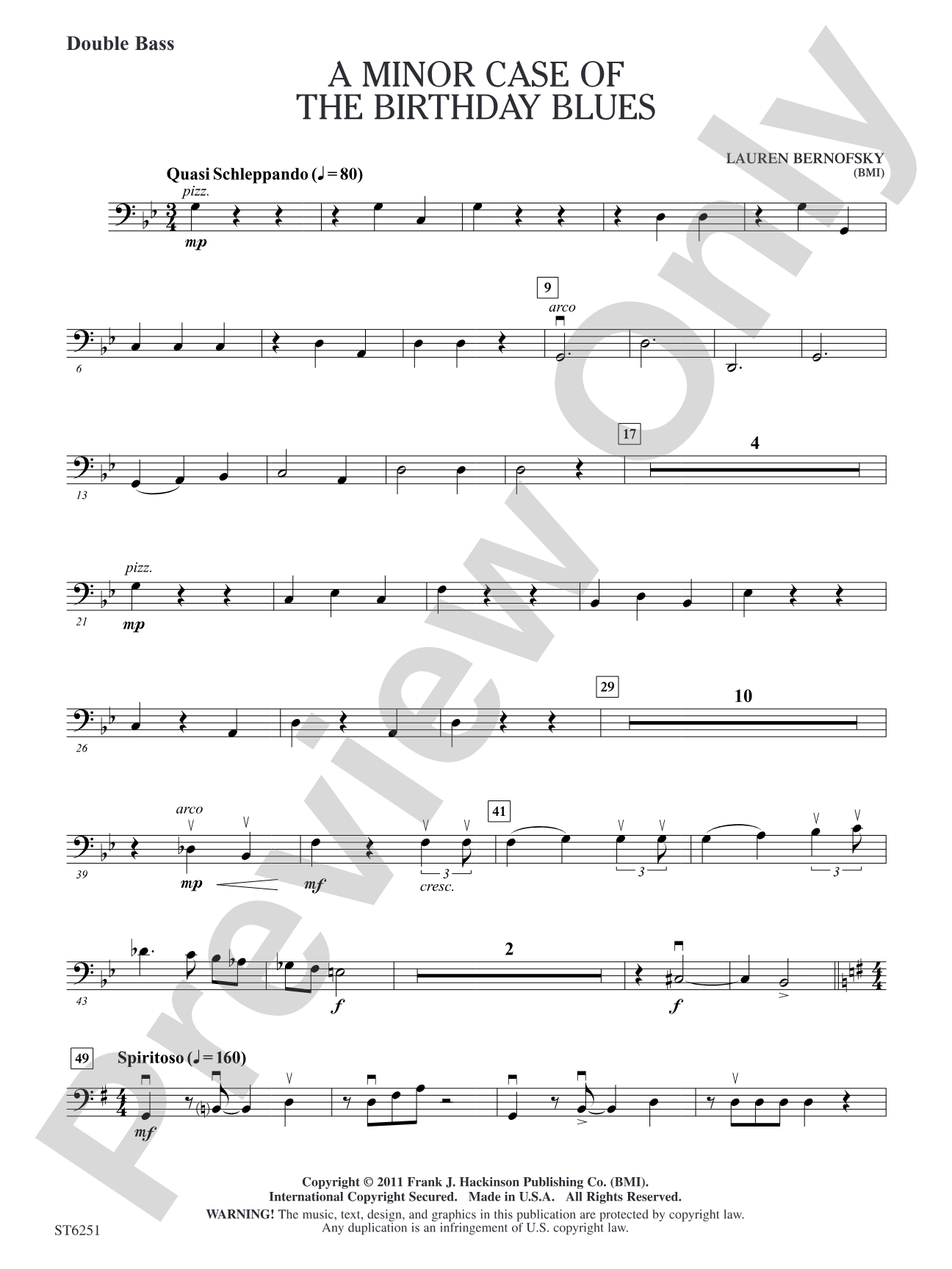 A Minor Case of the Birthday Blues: Double Bass