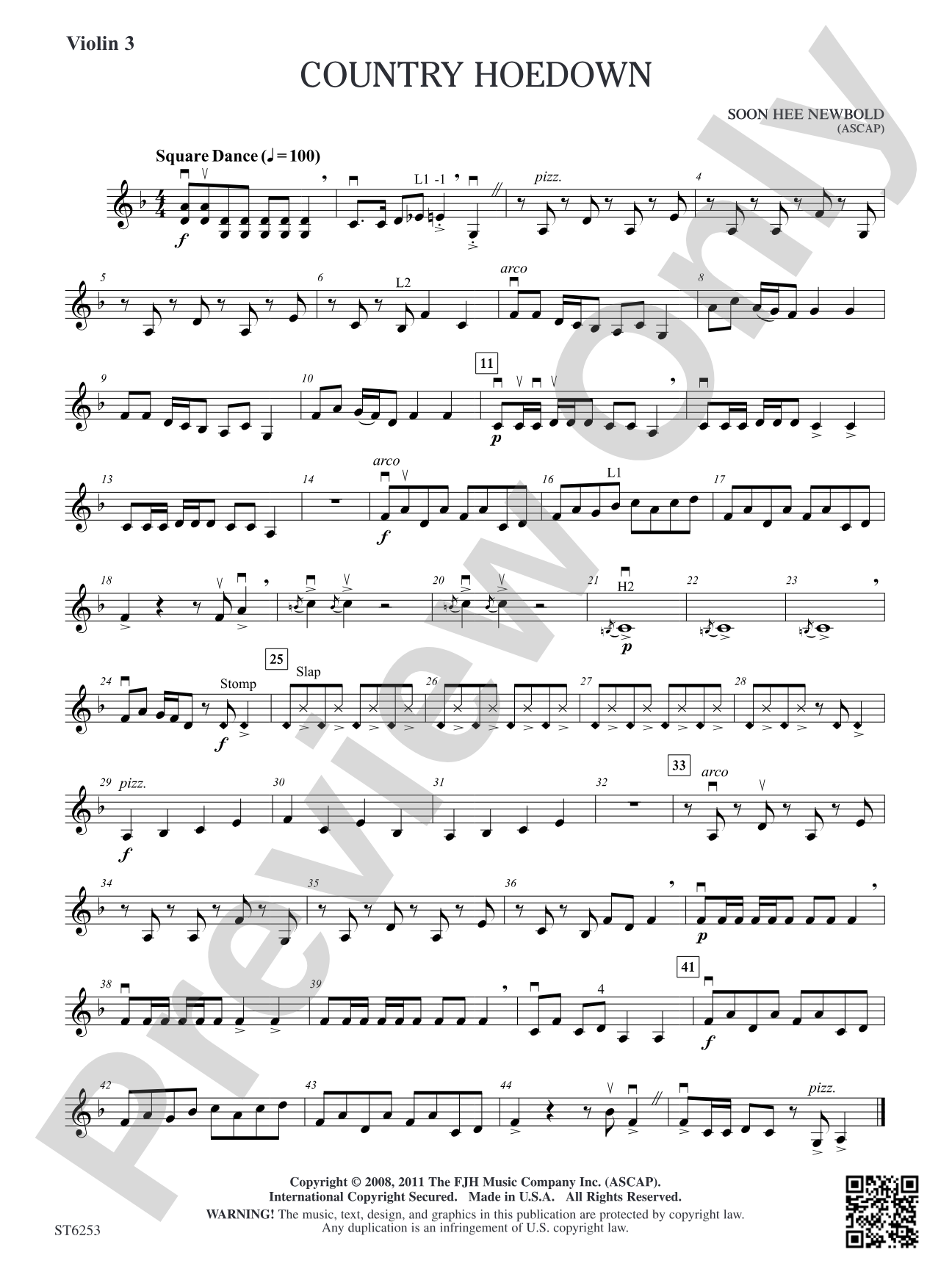 Country Hoedown: Violin 3 (Viola T.C.)