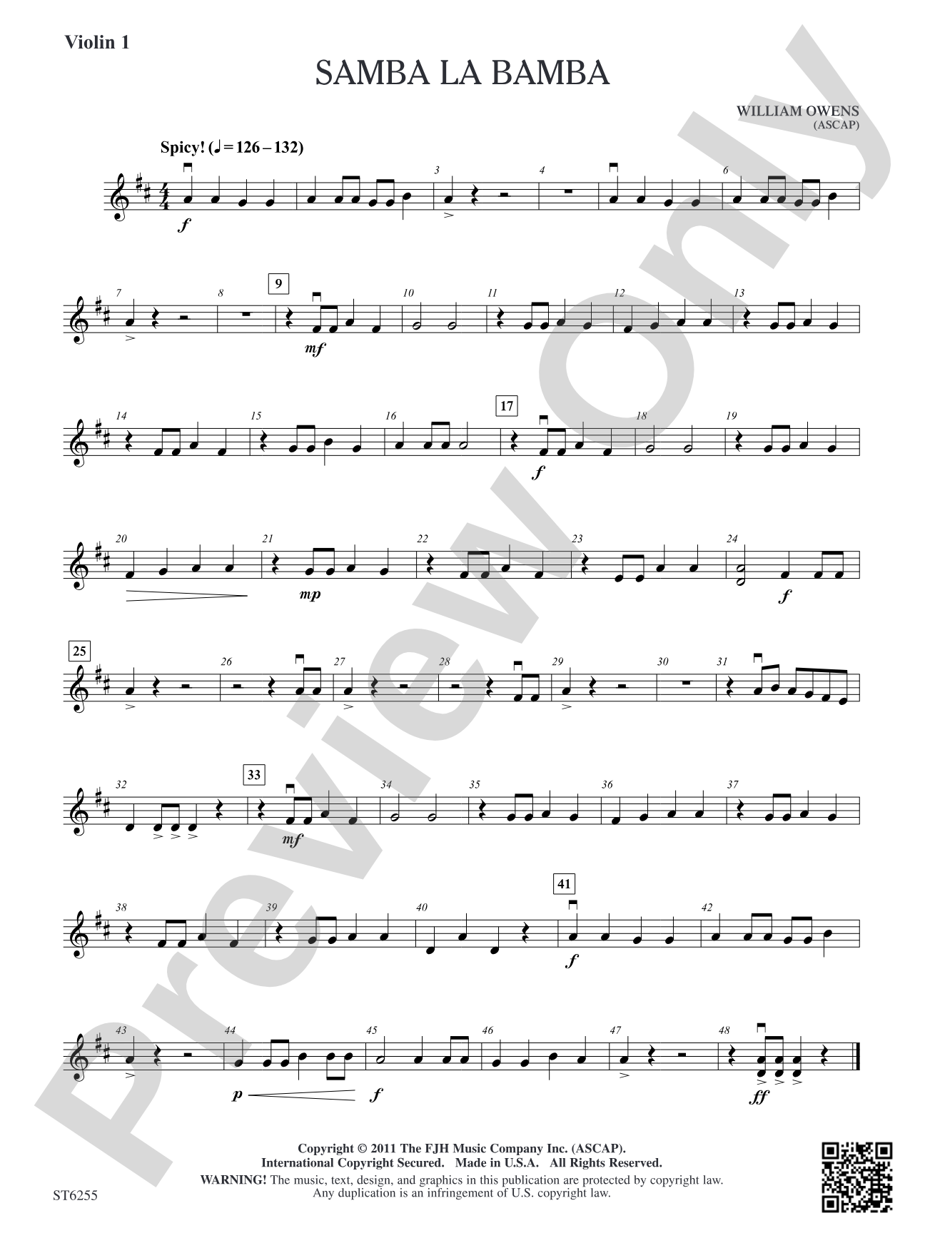 Samba La Bamba: Violin 1