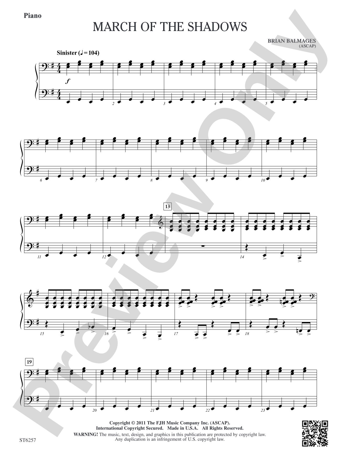 March of the Shadows: Piano