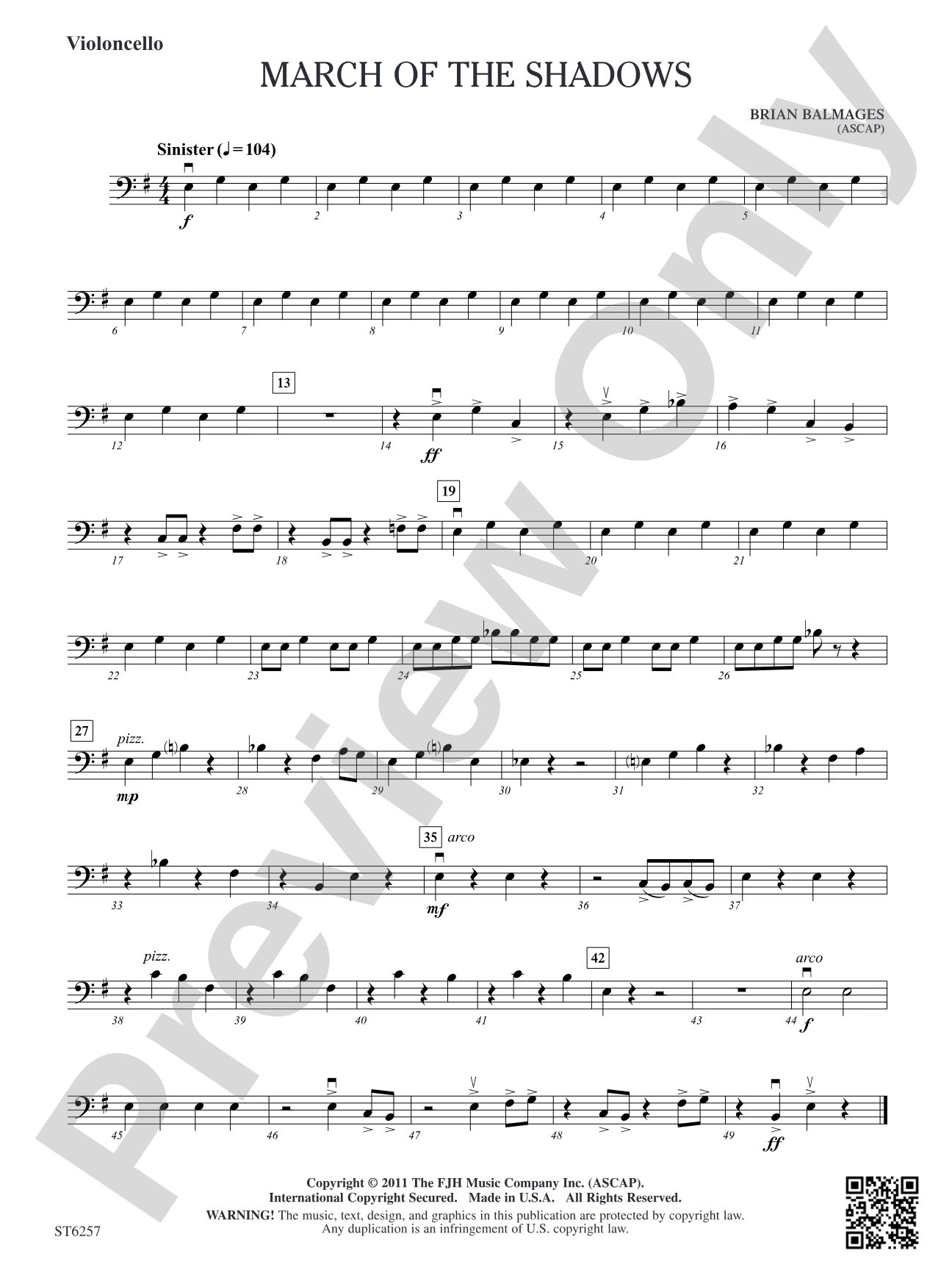 March of the Shadows: Violoncello