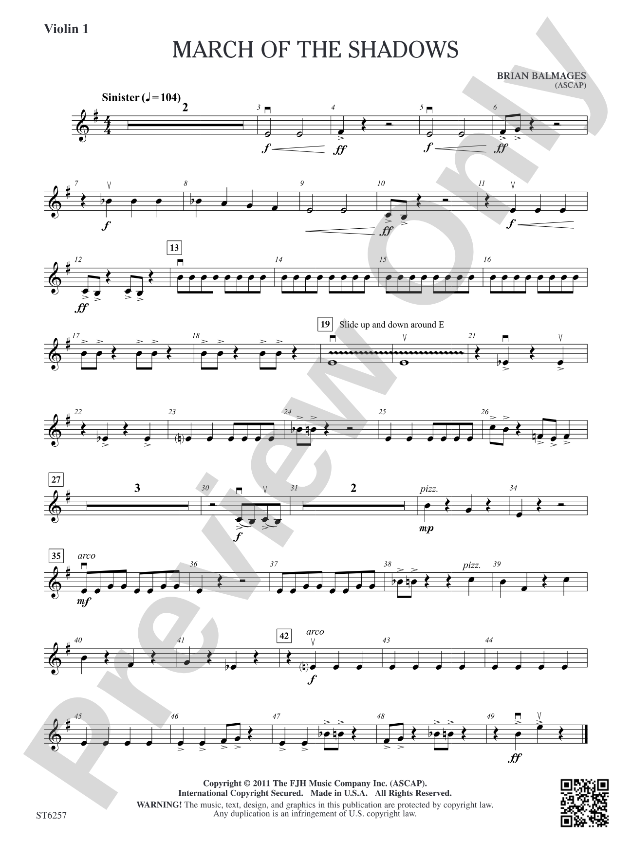 March of the Shadows: Violin 1