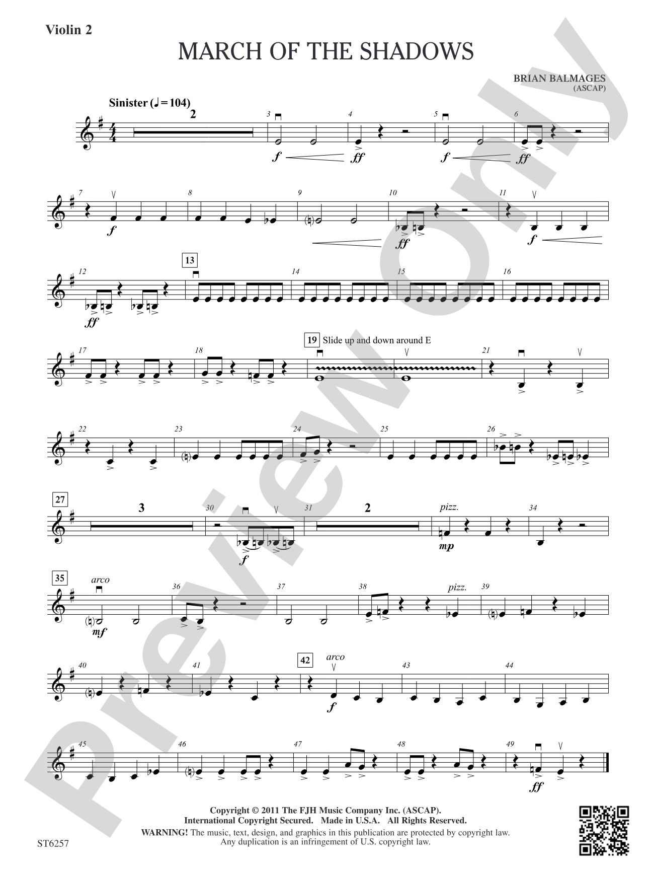 March of the Shadows: Violin 2