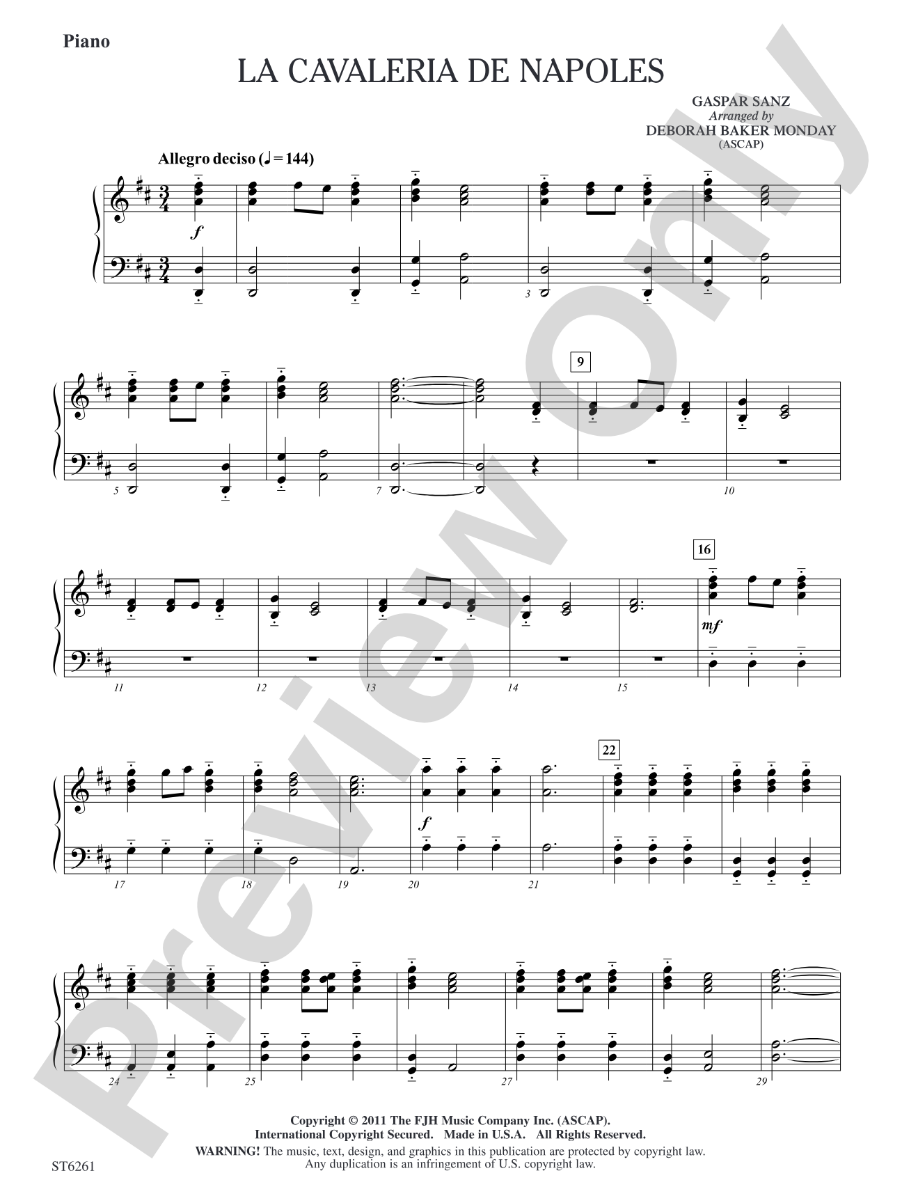 La Cavaleria de Napoles: Piano