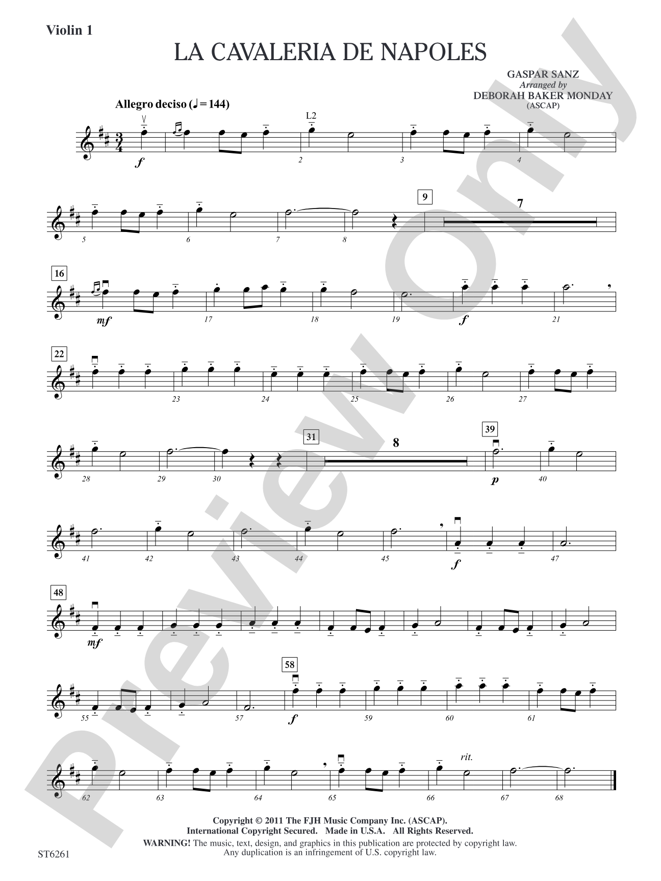 La Cavaleria de Napoles: Violin 1