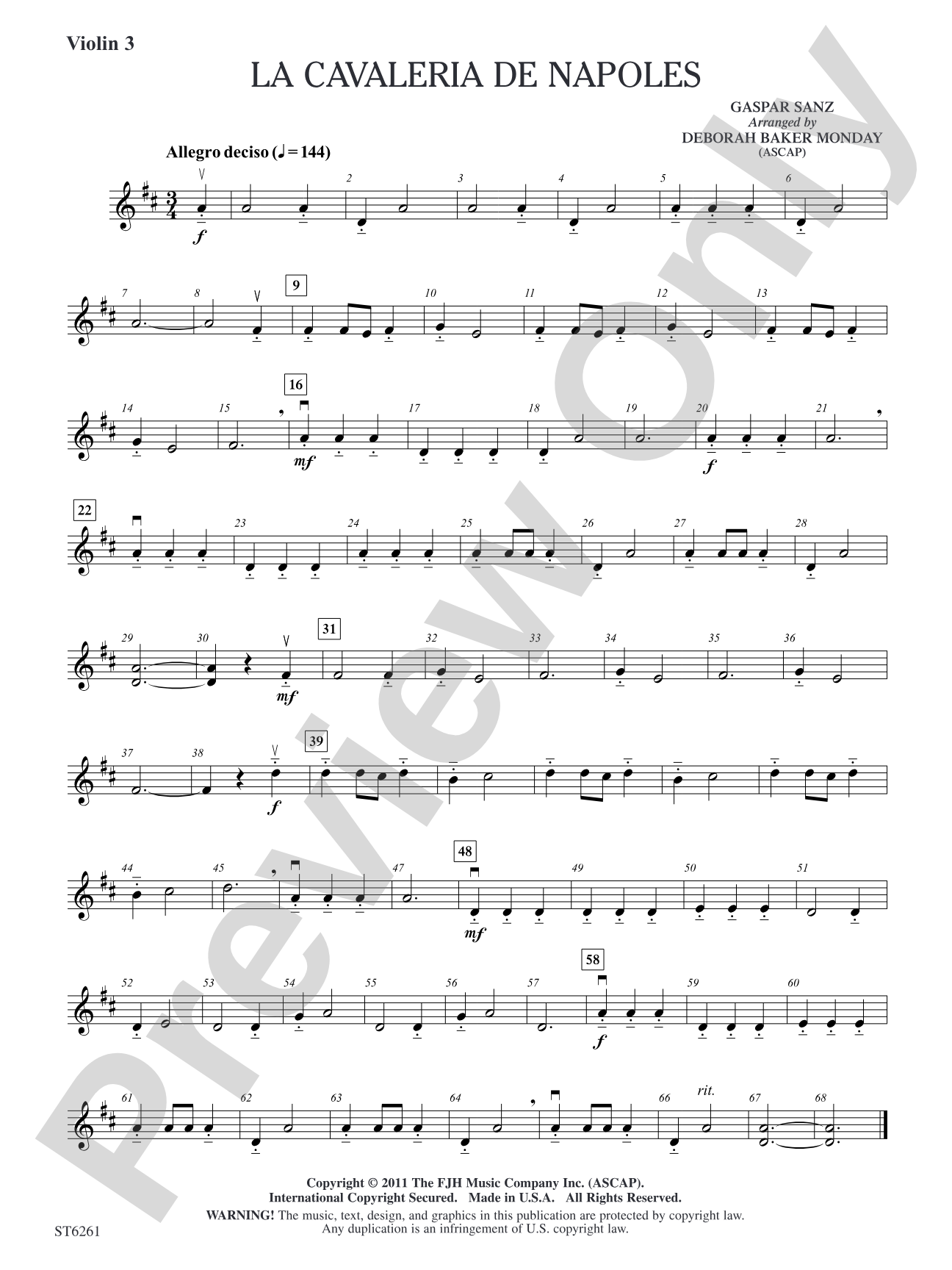 La Cavaleria de Napoles: Violin 3 (Viola T.C.)