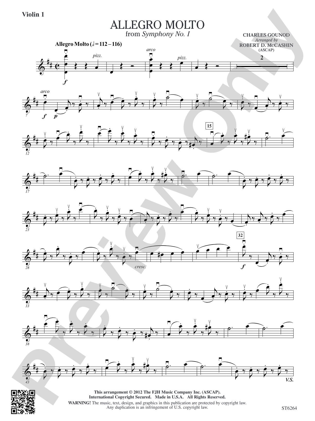 Allegro Molto from Symphony No.1: Violin 1