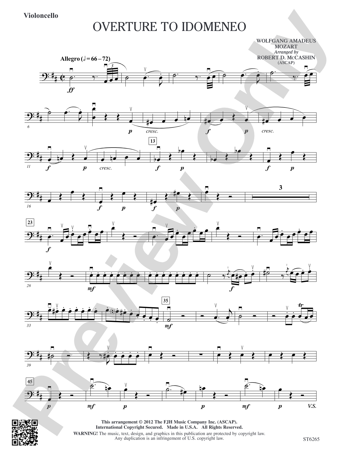 Overture to Idomeneo: Violoncello