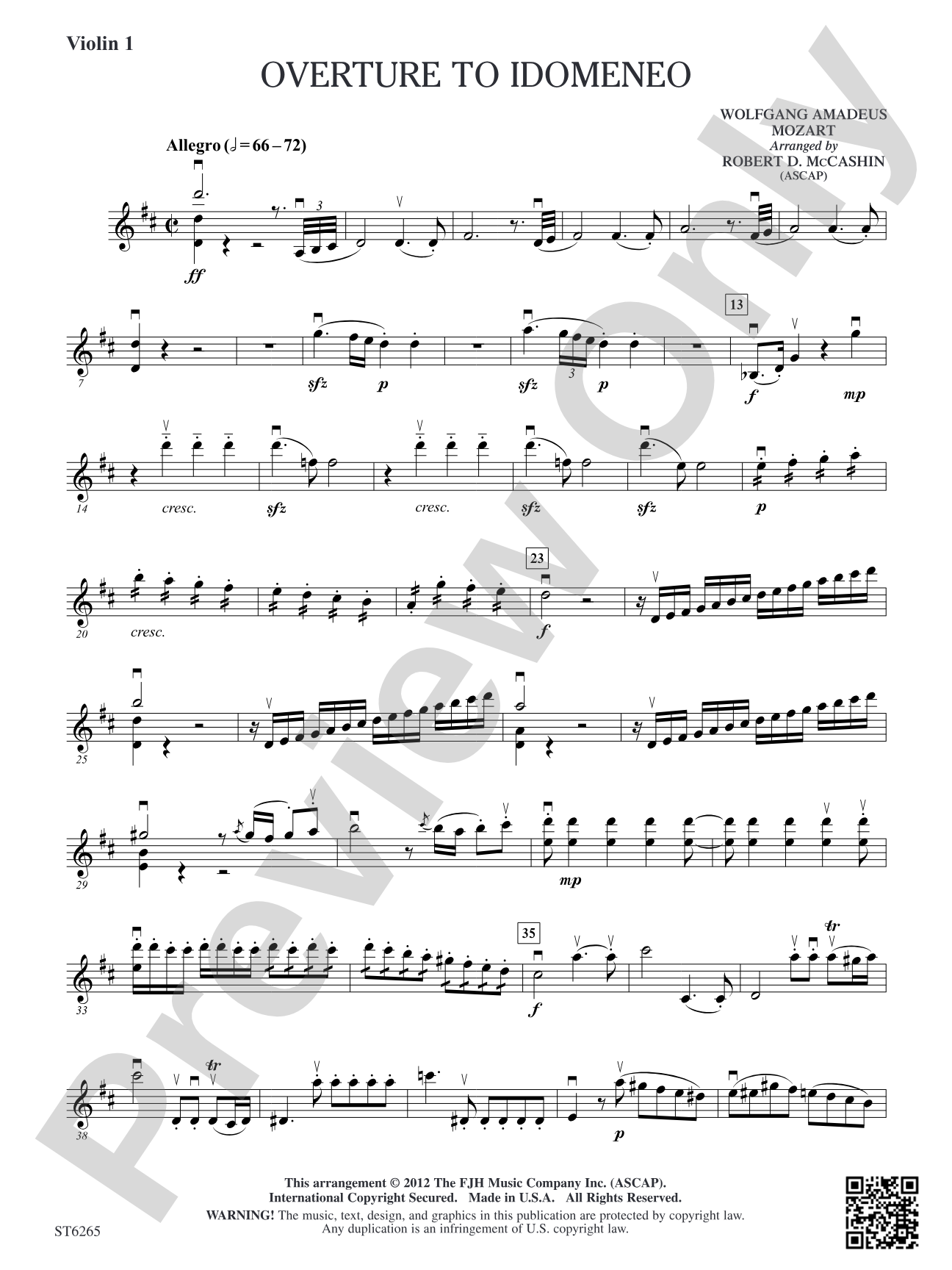 Overture to Idomeneo: Violin 1