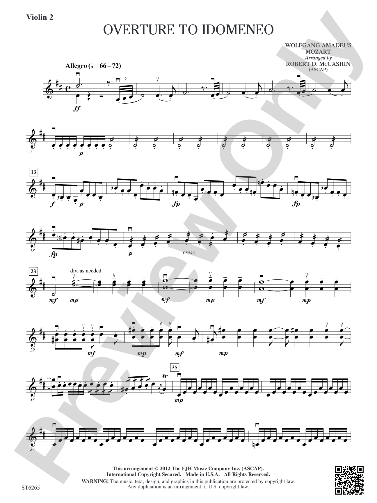 Overture to Idomeneo: Violin 2